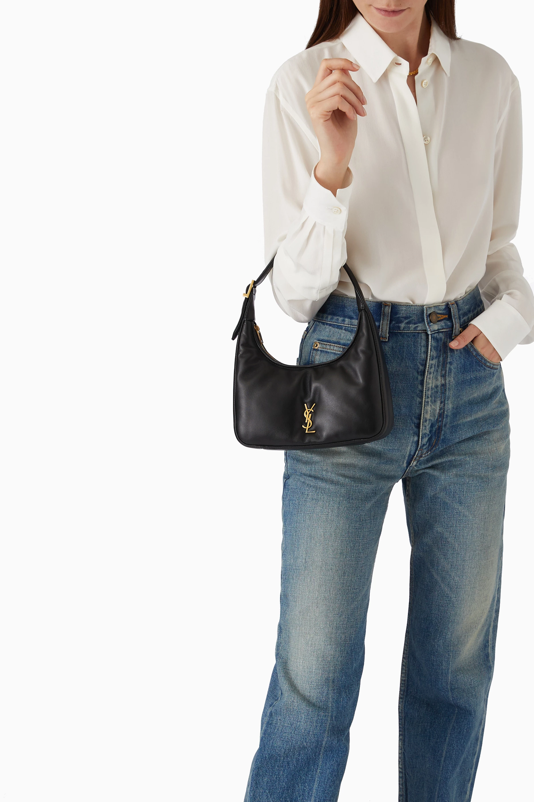 ショルダーバッグ・ポシェット SAINT LAURENT CALYPSO MINI HOBO BAG IN PLONGE LAMBSKIN Saint Laurent Calypso Mini Hobo Bag in Plunged Lambskin