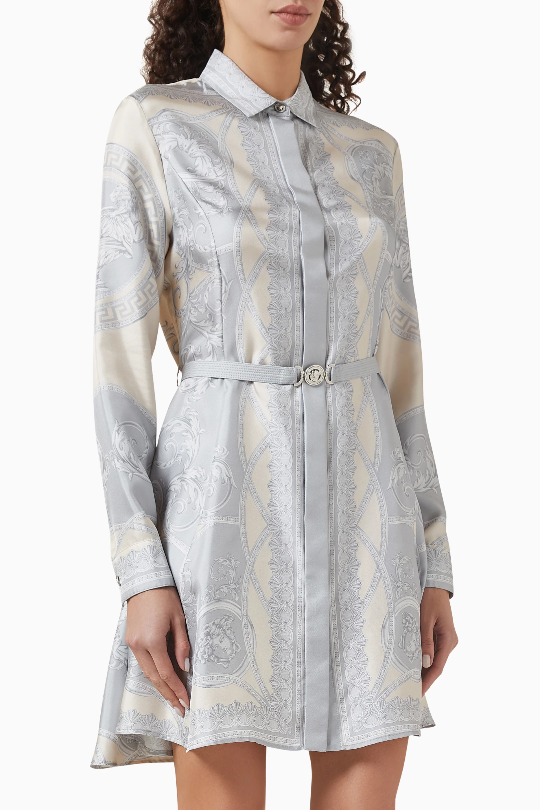 ワンピース VERSACE 'La Coupe des Dieux' dress (10186221A13359 5E450) La Coupe des Dieux Silk Midi Shirt Dress Print | VERSACE US