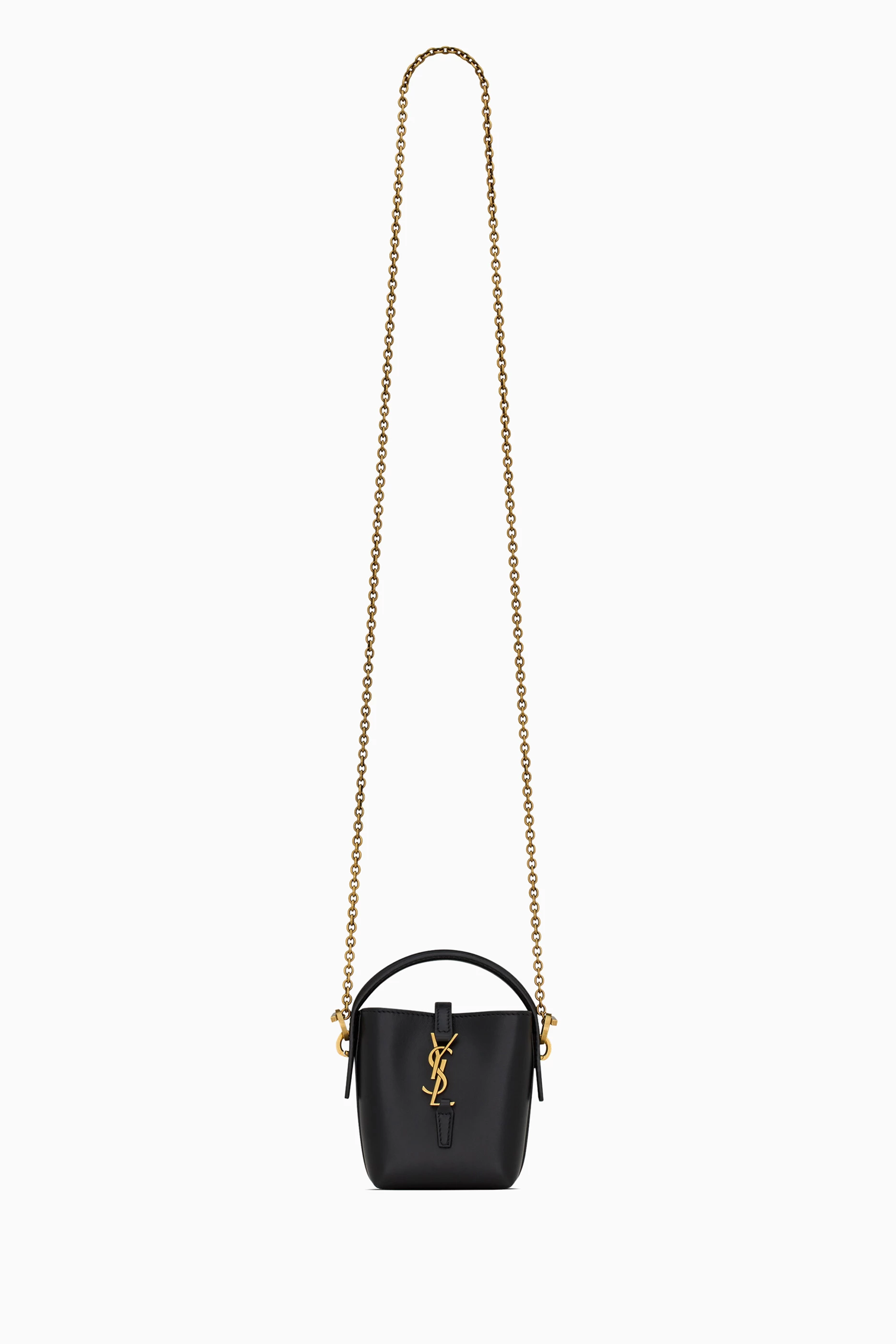 Buy SAINT LAURENT Black Micro Le 37 Top Handle Bag in Shiny