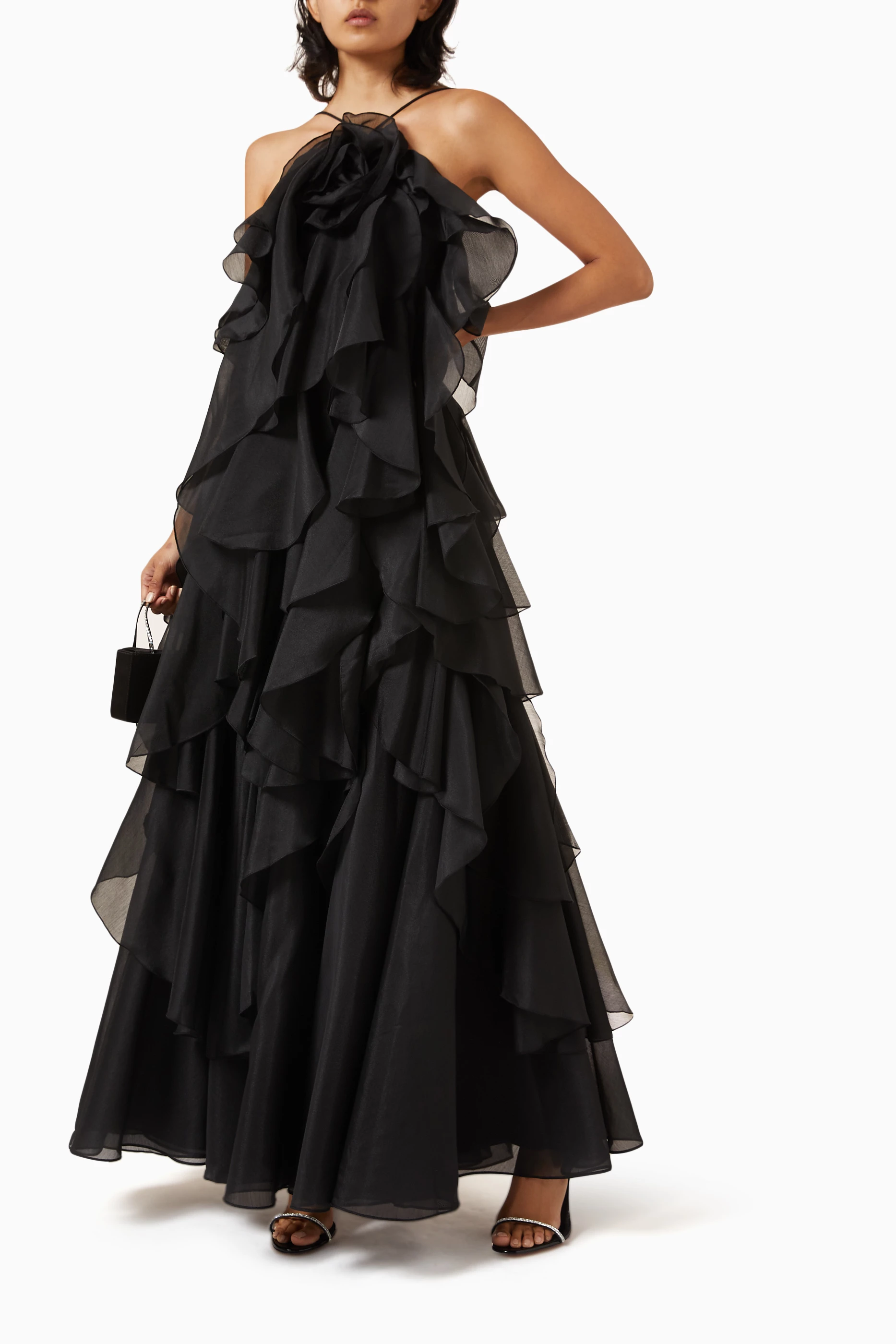 Buy Aje Black Pandorea Layered-ruffle Maxi Dress For Women Online | Ounass  Oman