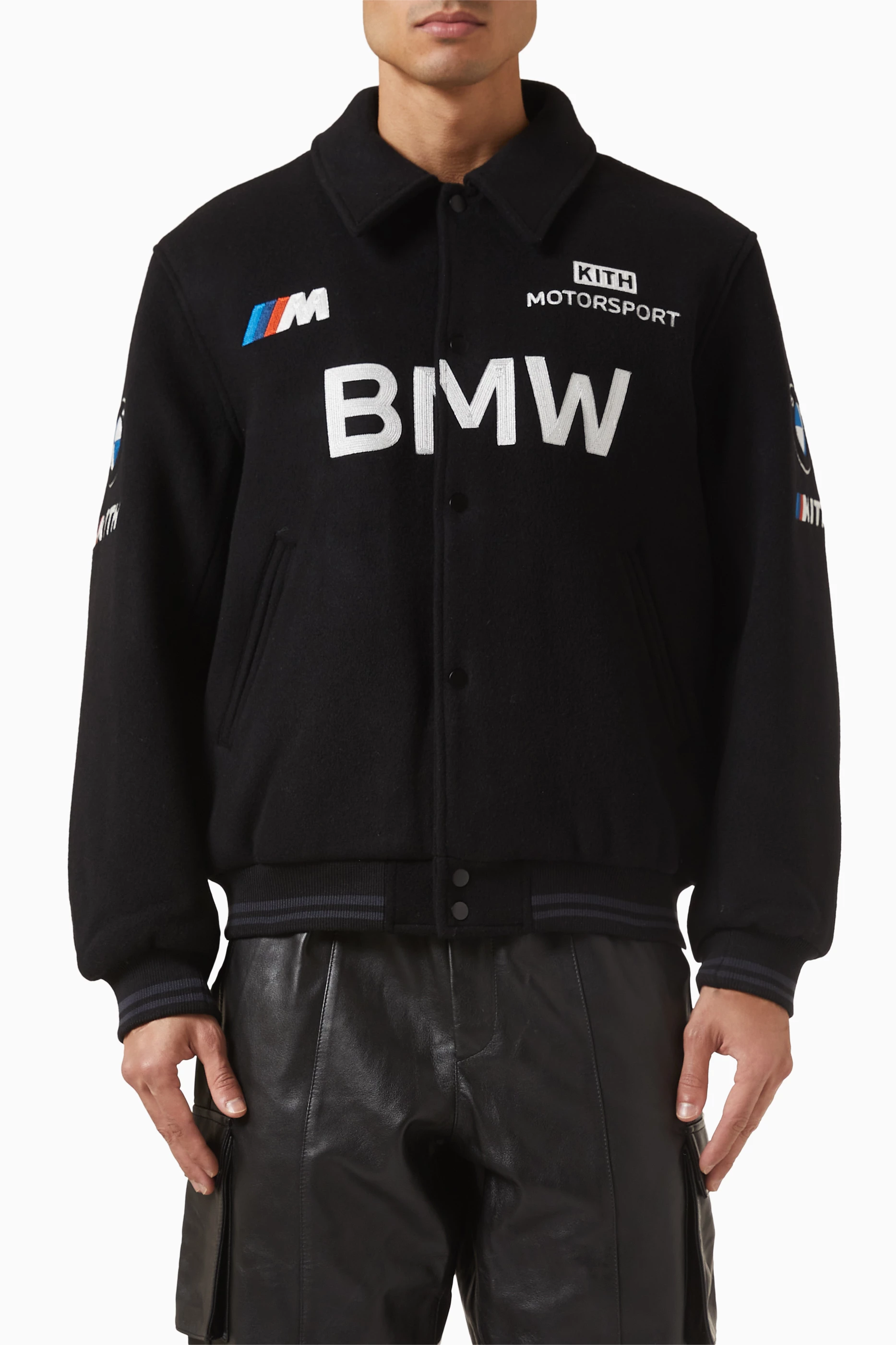 Buy Kith Black x BMW Coaches Jacket in Virgin Wool Blend For Men
