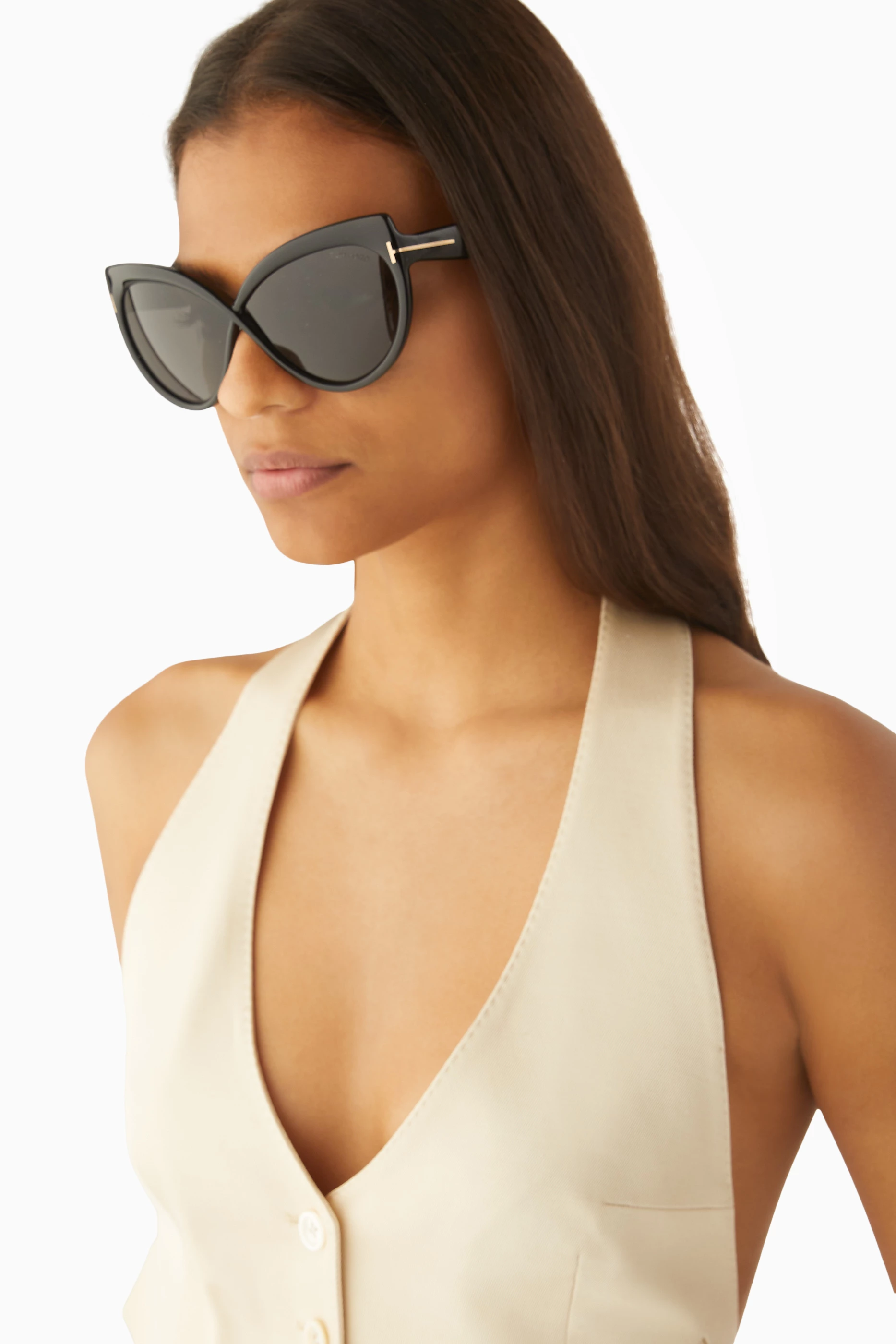 Tom Ford Black Oversized sunglasses Beatrice Havana TF613 tom-ford-Beatrix-02-TF613-52T-  main image 4