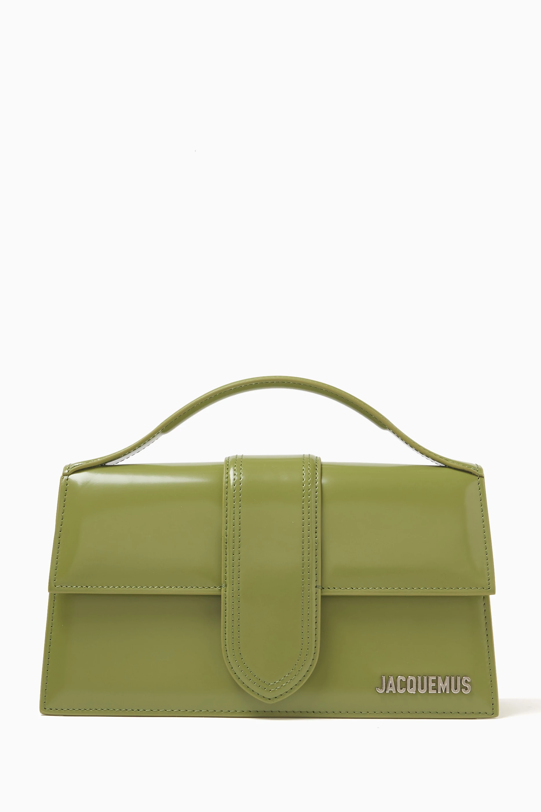 Buy Jacquemus Green Medium Le Grand Bambino Bag in Shiny Leather