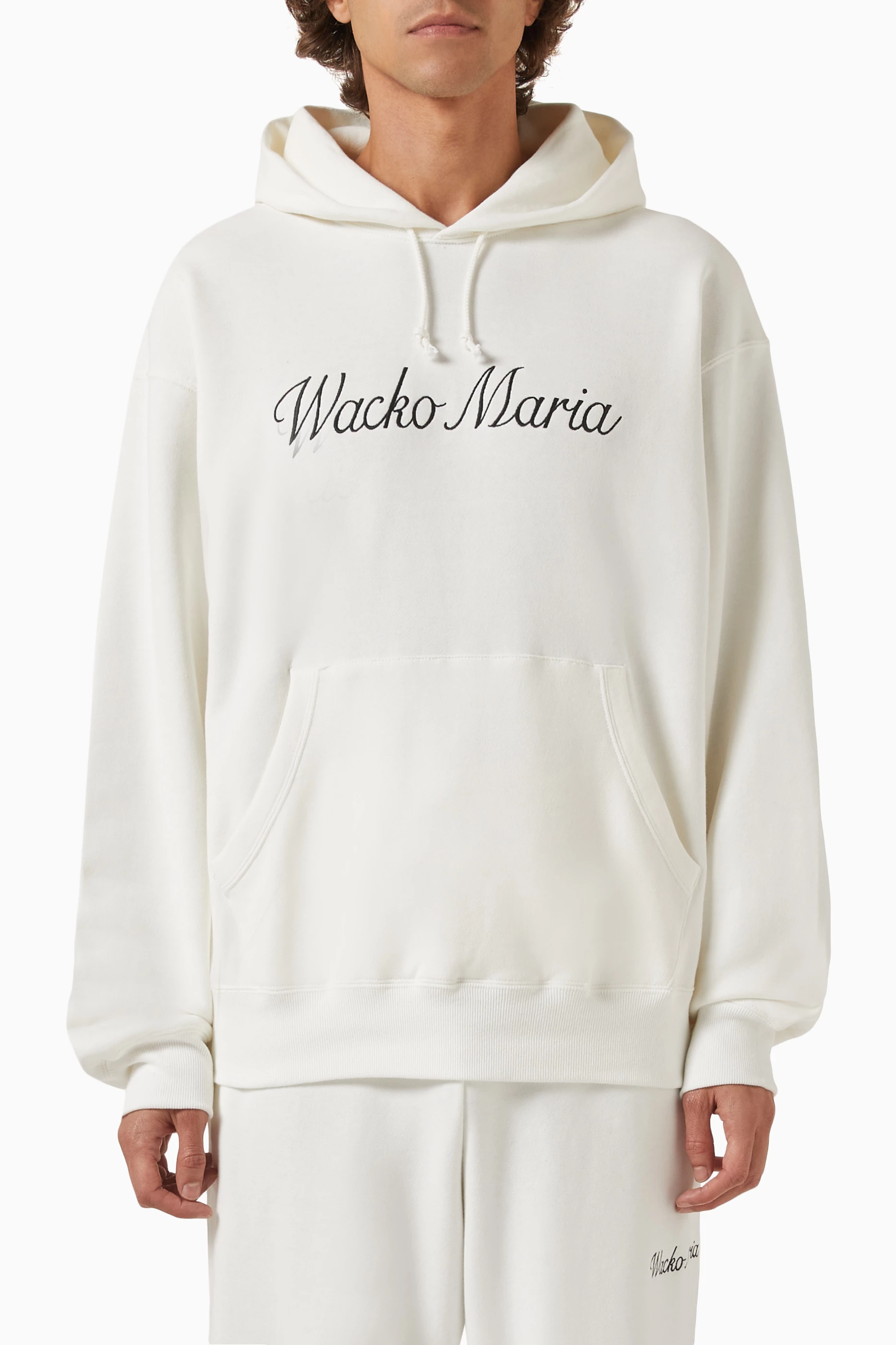 Buy WACKO MARIA White Pullover Hooded Sweatshirt in Mid-weight 