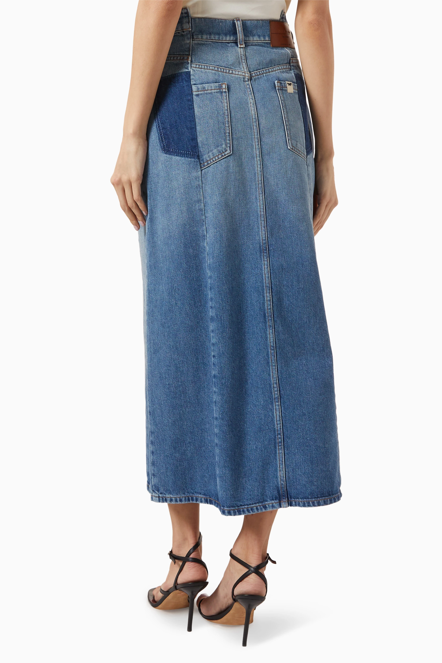 WEEKEND MAX MARA [ジェッソ] コットン デニム long skirt GESSO Long, cotton-denim skirt, navy | Weekend Max Mara