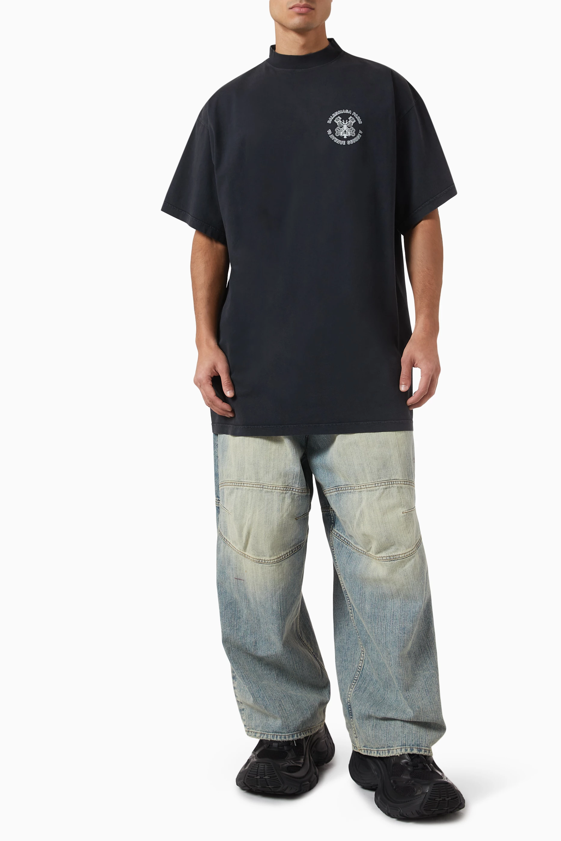 Buy Balenciaga Black Oversized Key Crest T-Shirt in Vintage