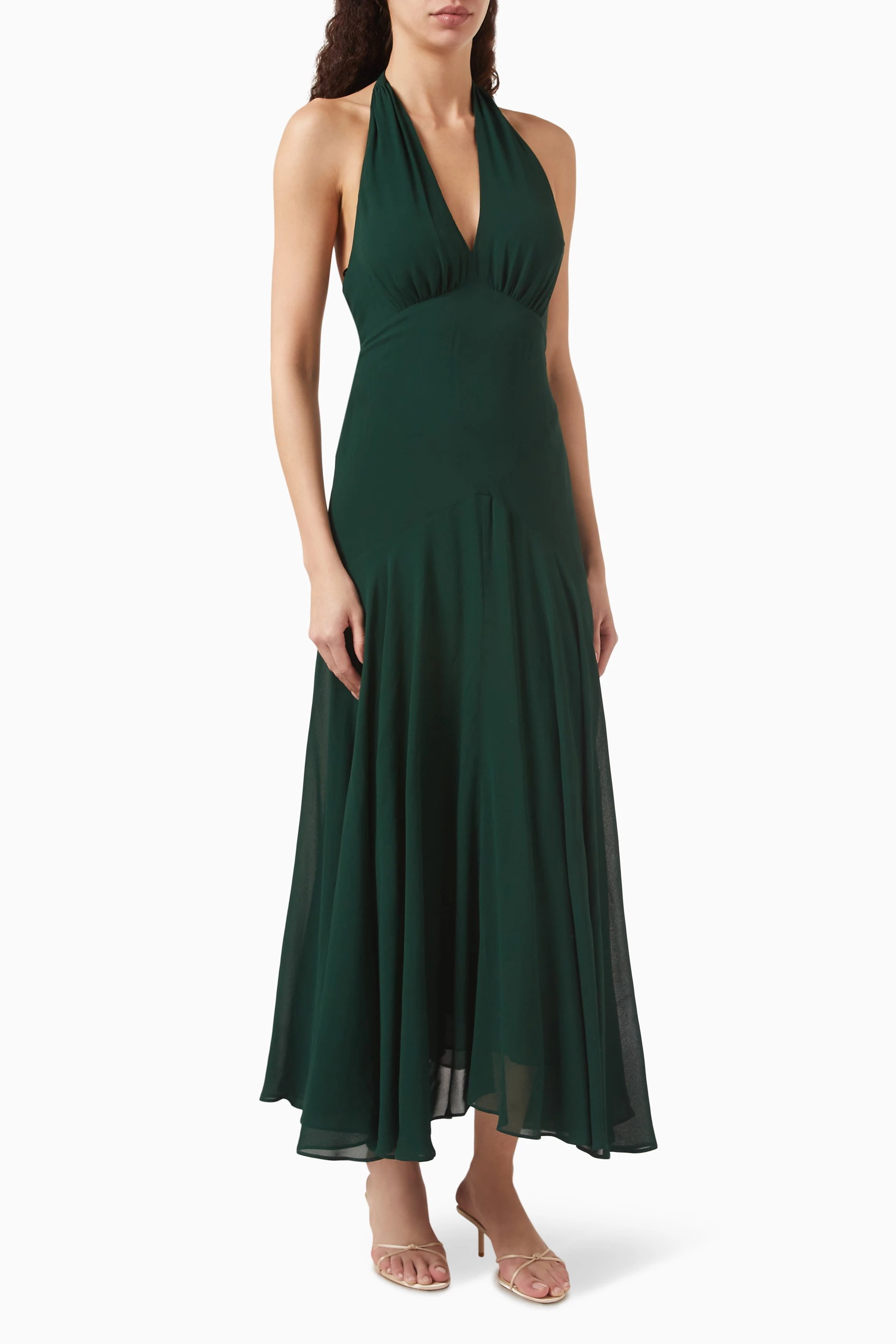 Buy Reformation Green Briony Halterneck Midi Dress For Women Online |  Ounass Oman