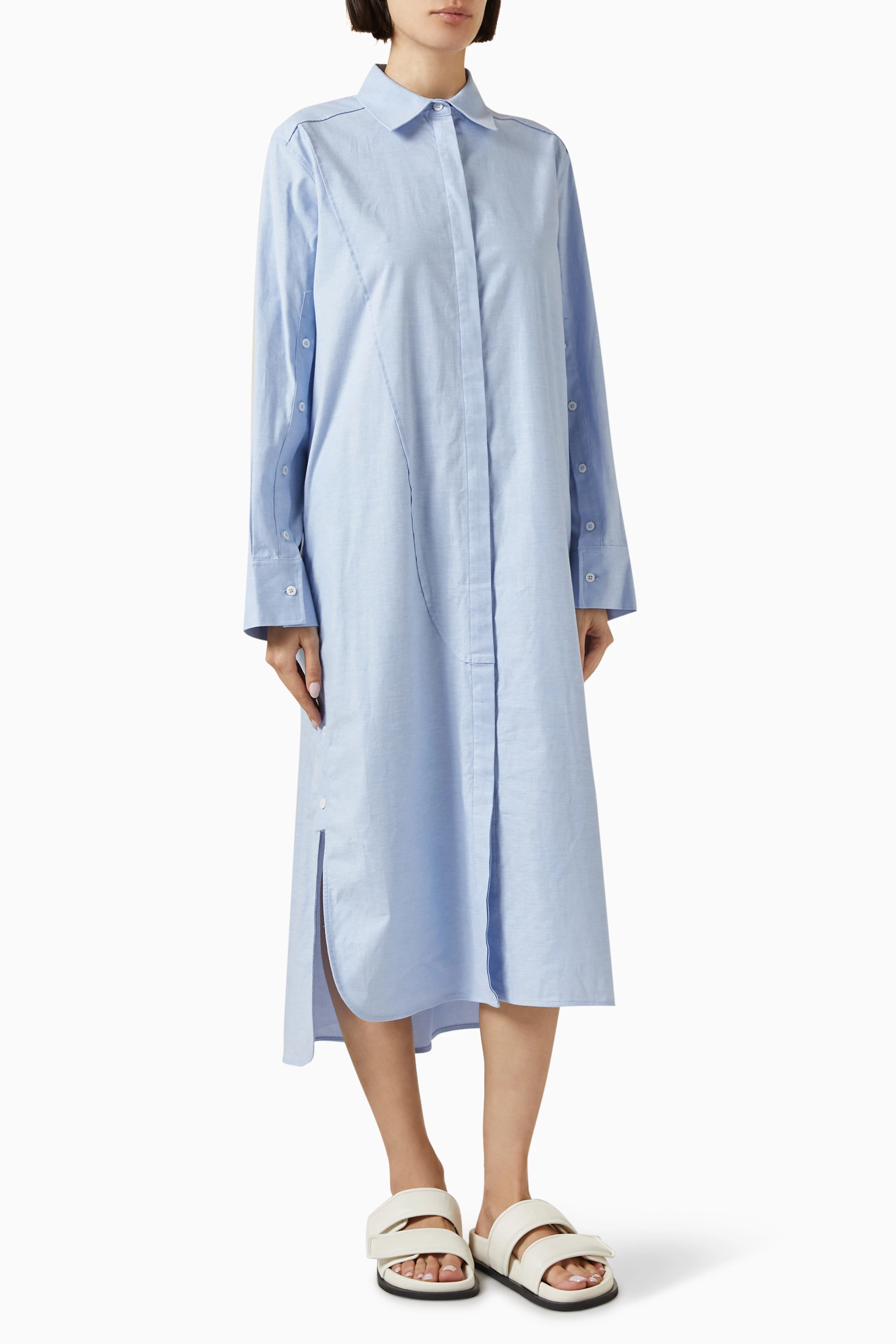 Buy COS Blue Asymmetric Deconstructed Shirt Dress For Women Online