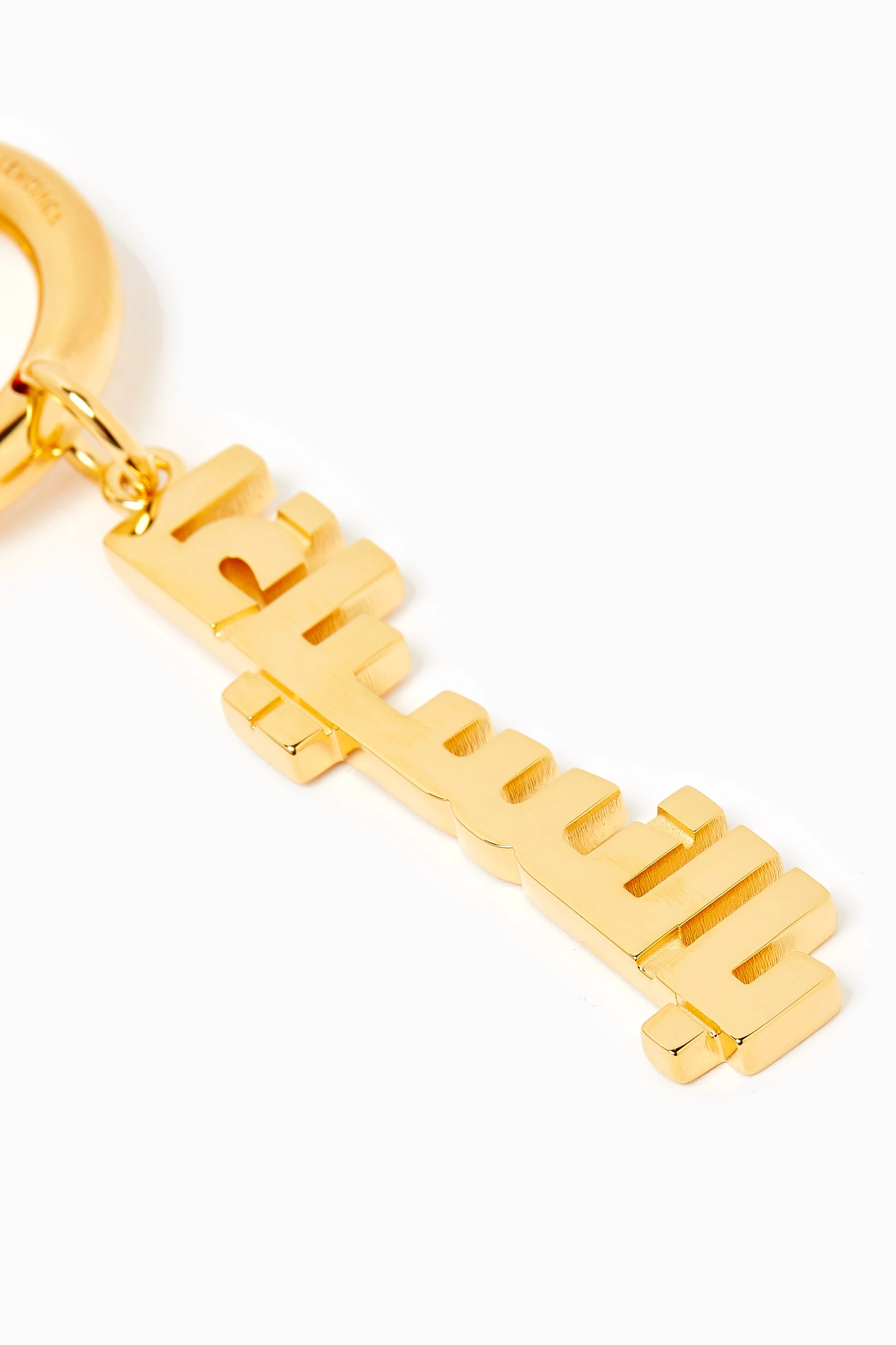 【BALENCIAGA】Typo Arabic Logo キーリング Typo Arabic Logo Keychain in Gold | Balenciaga US
