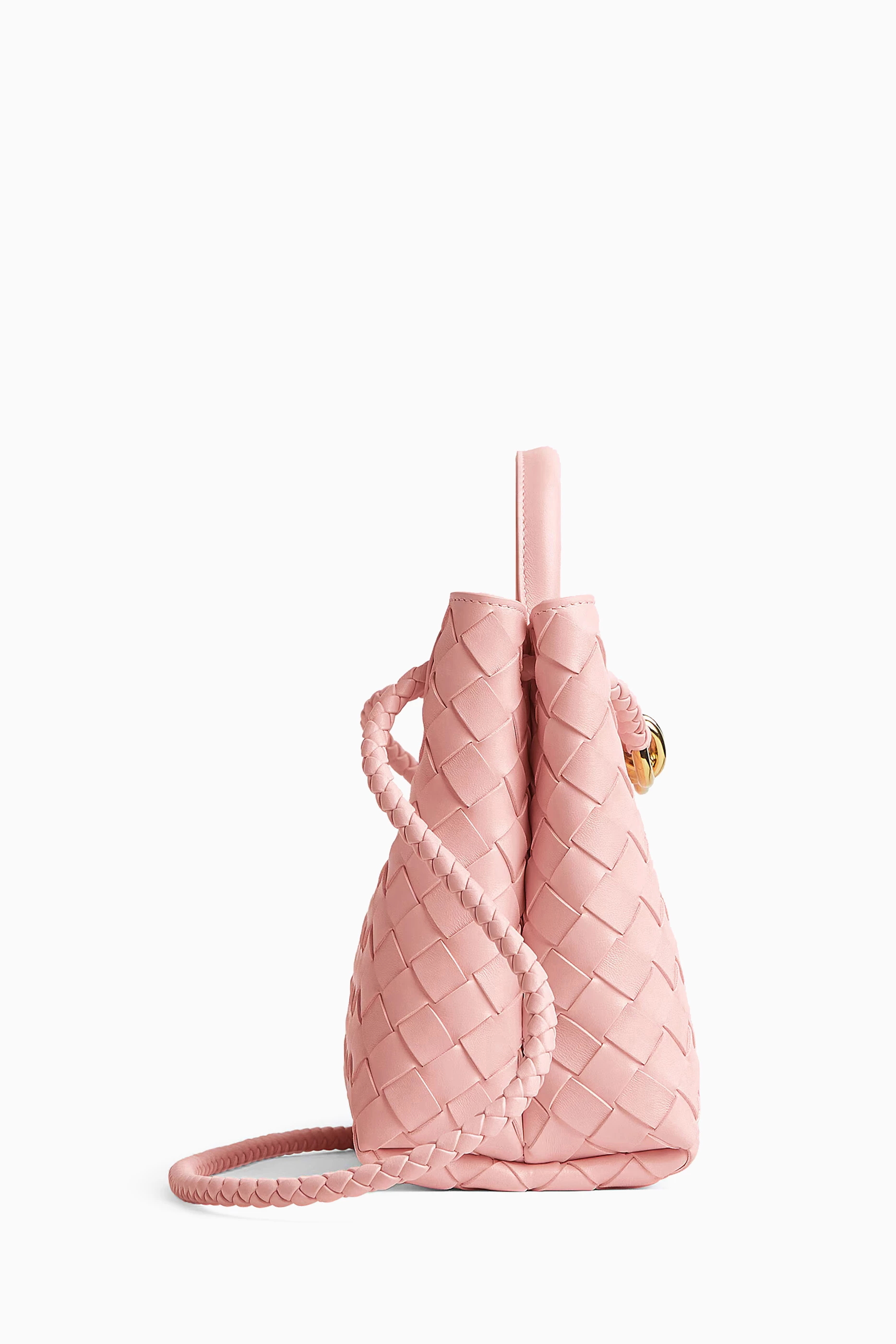 Buy Bottega Veneta Pink Small Andiamo Bag in Intrecciato Leather