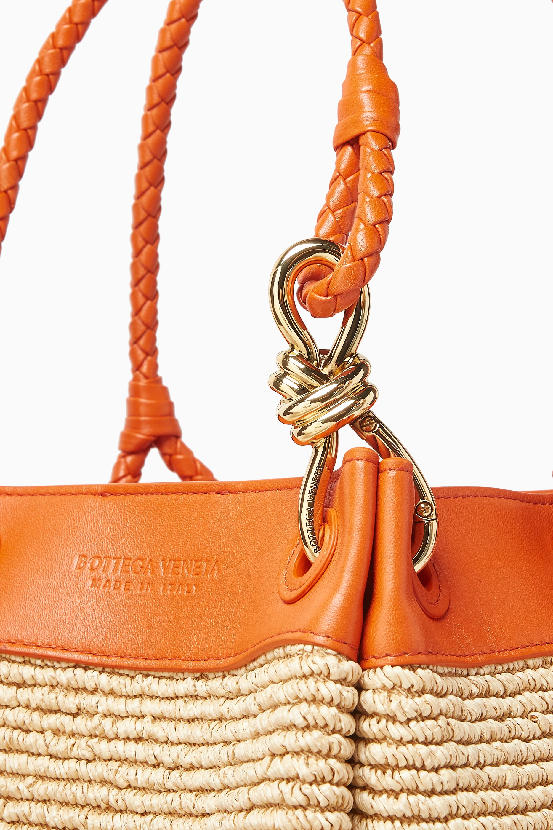 Buy Bottega Veneta Neutral Small Parachute Bag in Raffia & Leather