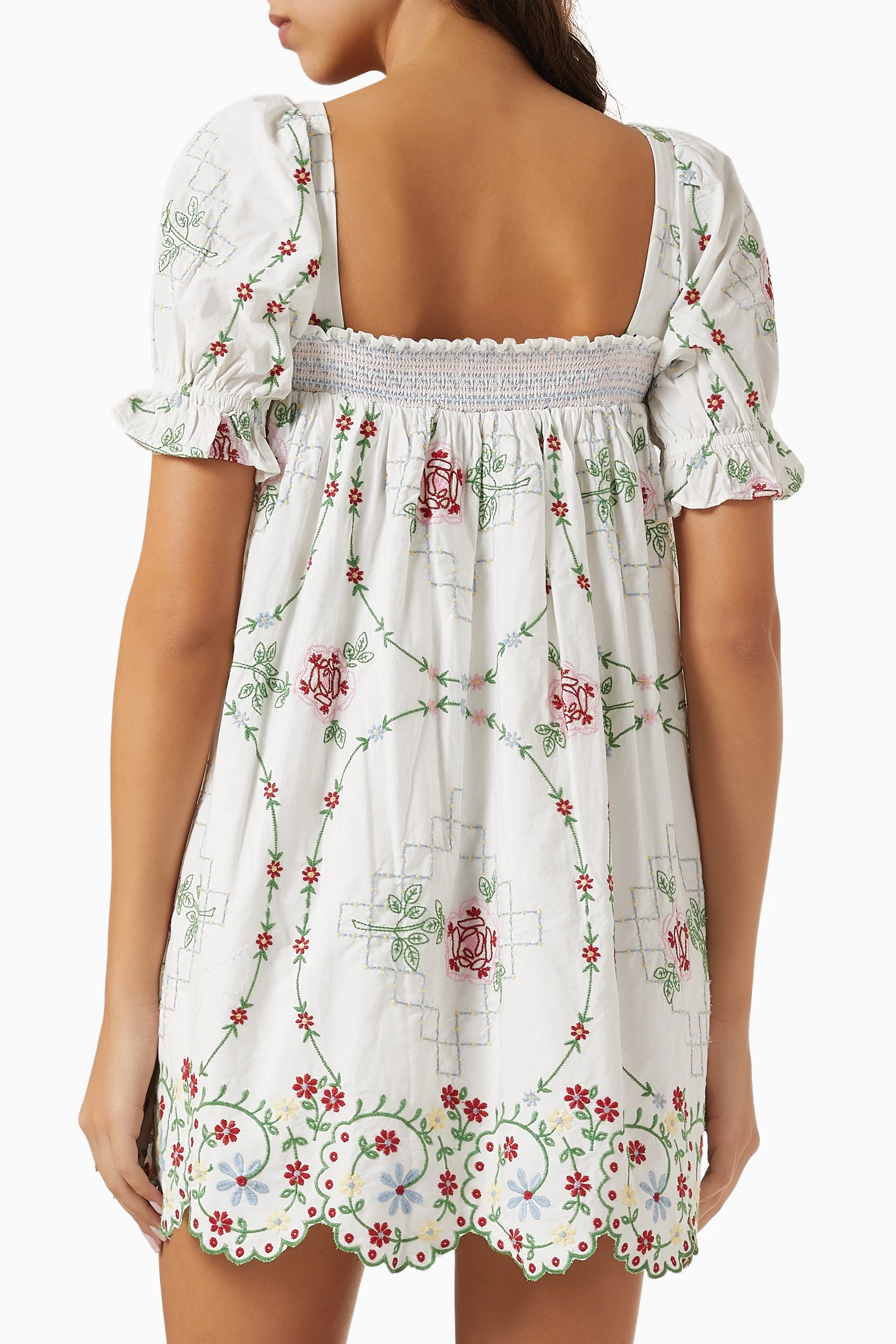 damson madder lulu embroidered mini dress Damson Madder Lulu Puff Embroidered Minidress
