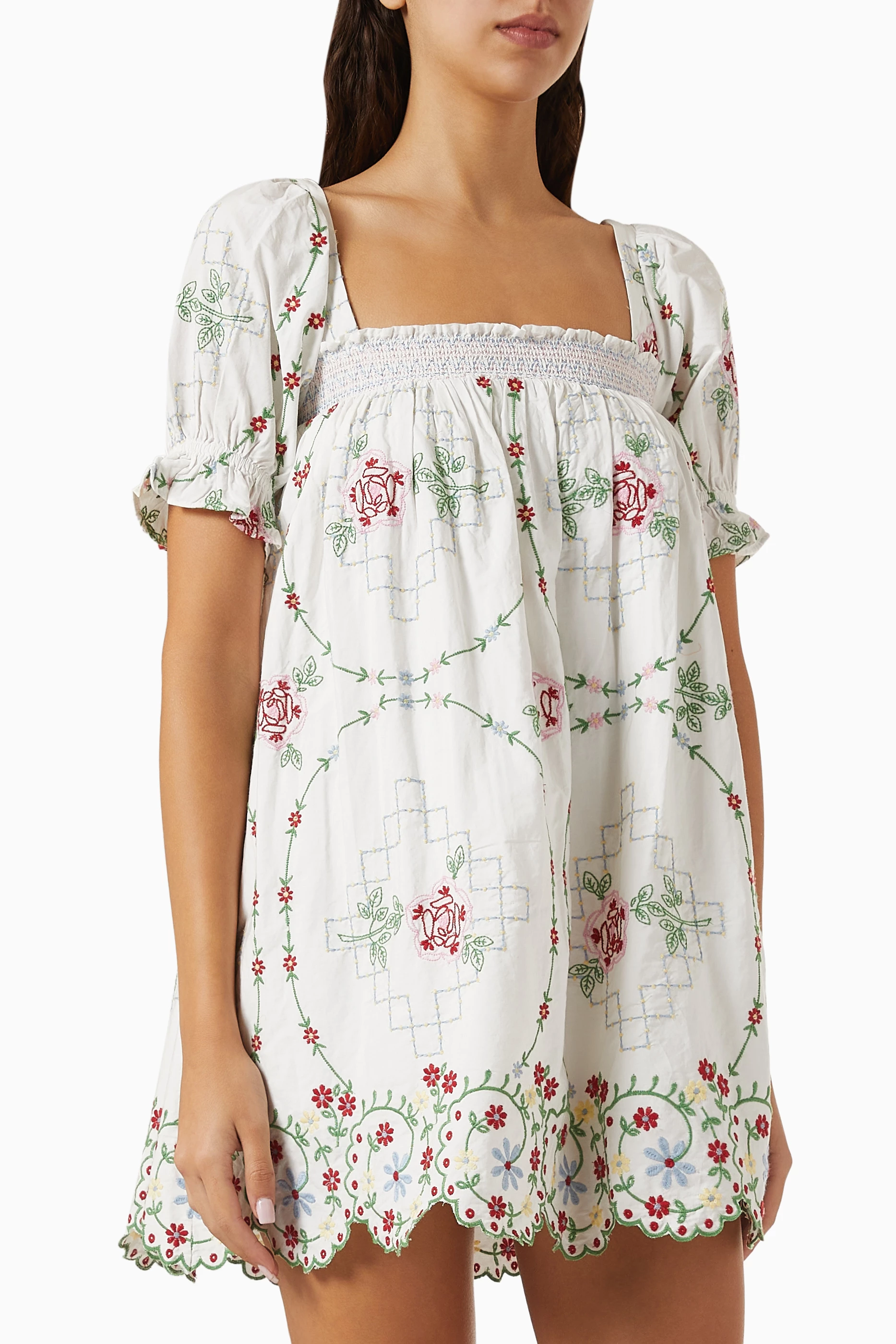 lulu mini dress damson madder Lulu Embroidered Organic Cotton Shift Minidress (Women)