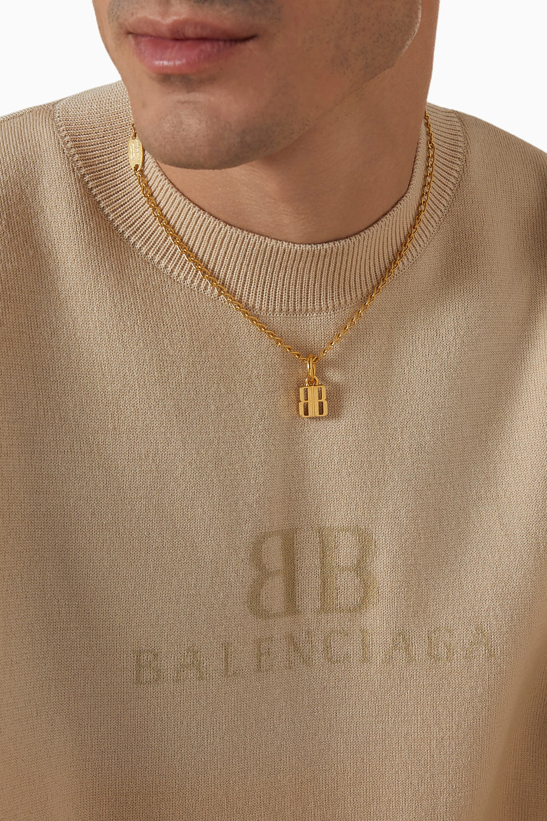 Buy Balenciaga Gold Nano Thin Necklace in Brass For UNISEX Online