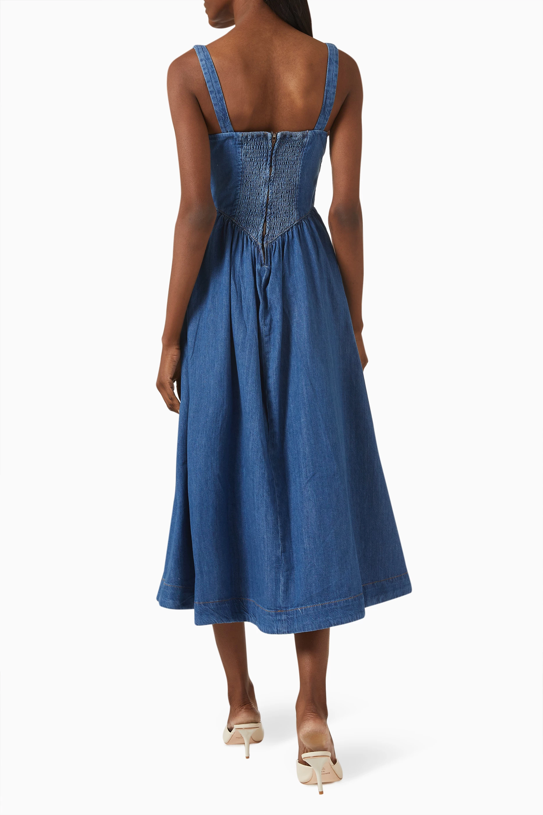 balia denim midi dress Reformation Balia Denim Midi Dress by Reformation