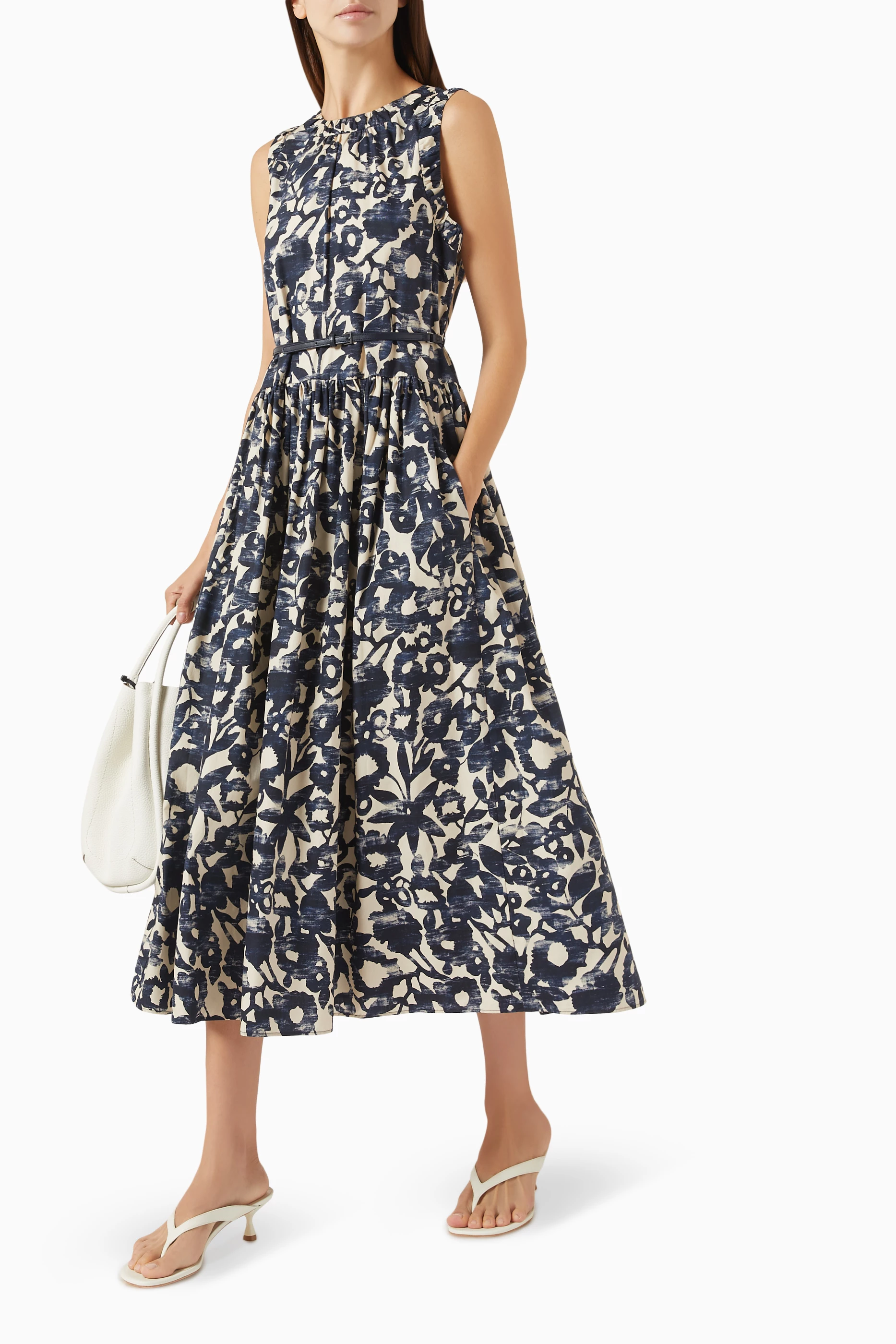 Buy Max Mara Multicolour Marlena Midi Dress in Cotton-poplin For