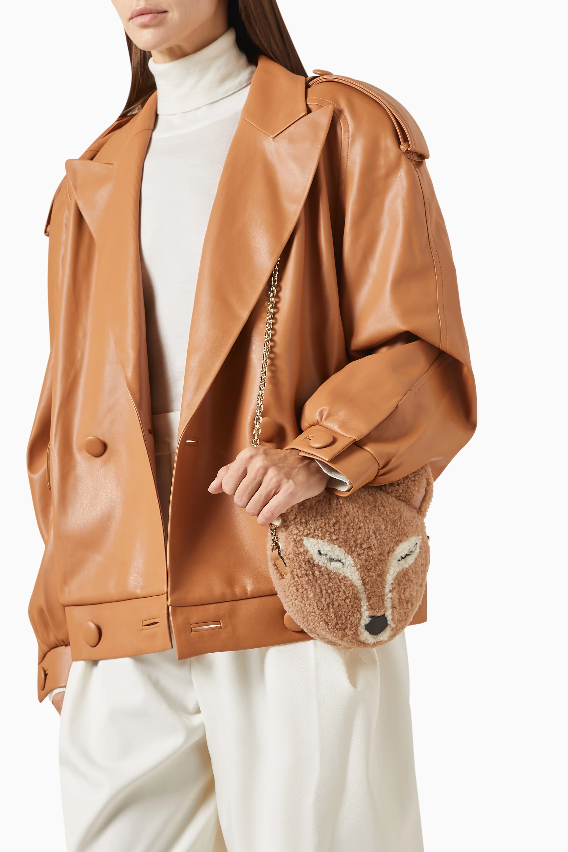 Buy Jimmy Choo Neutral Fox Crossbody Bag in Shearling For Women