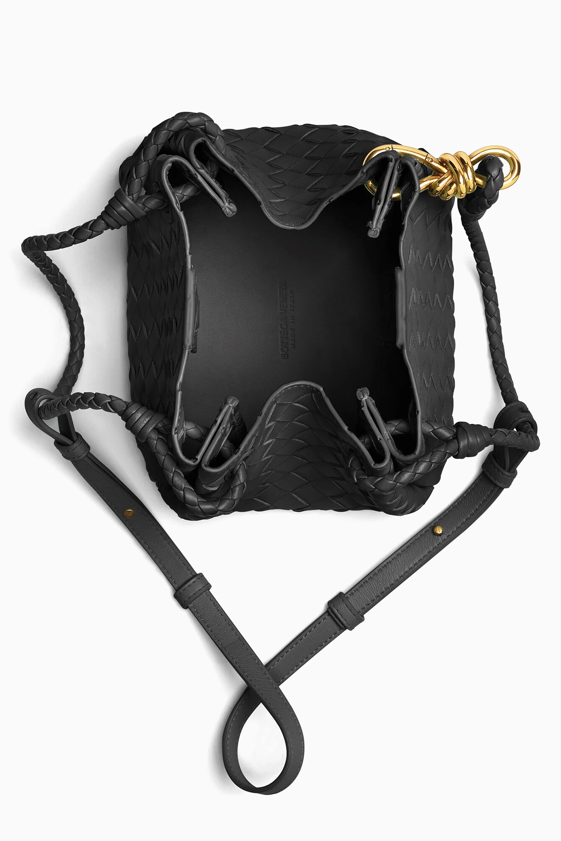 Buy Bottega Veneta Black Small Parachute Bag in Intrecciato