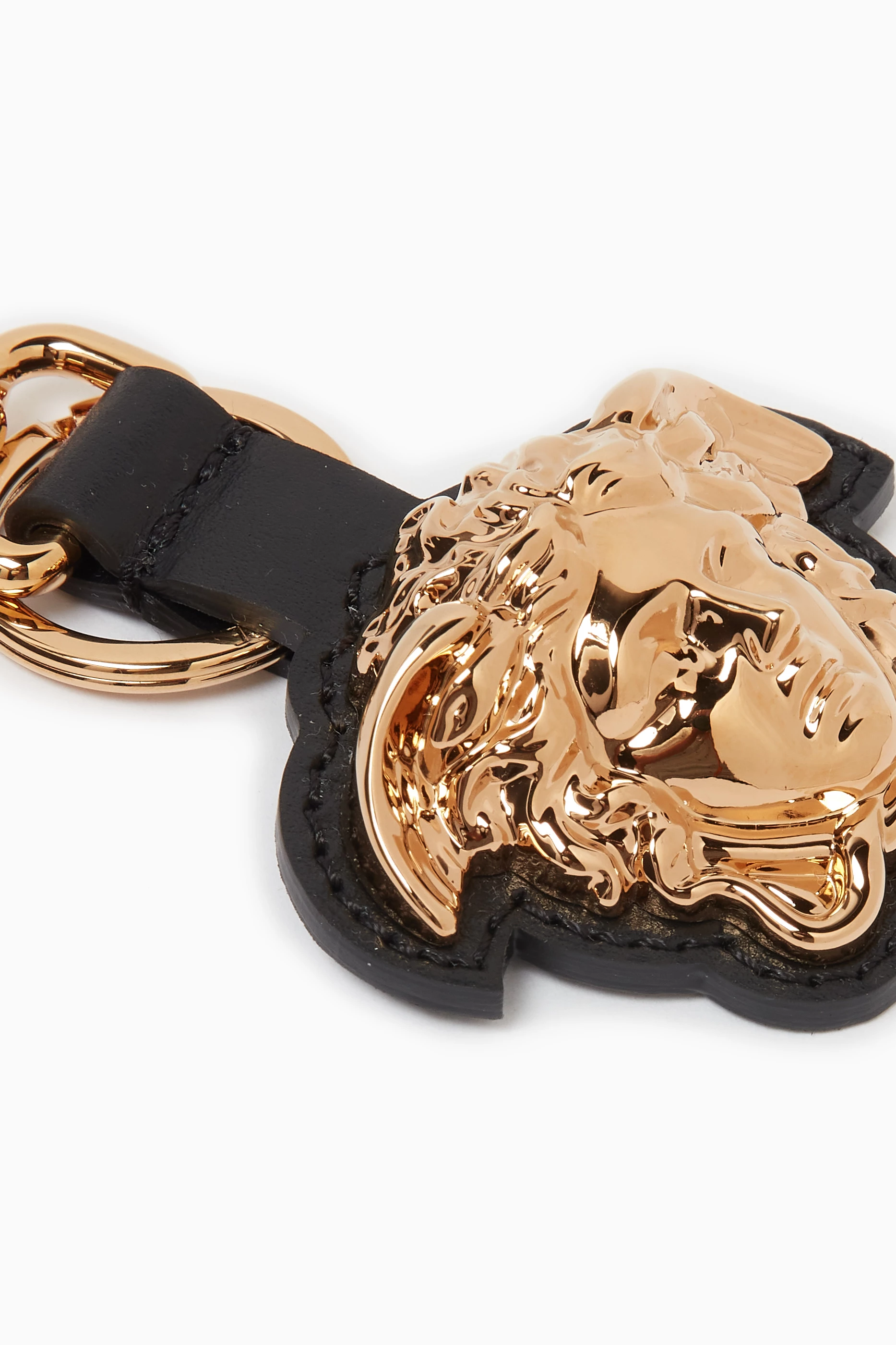 Buy Versace Black La Medusa Charm Keychain in Leather For Men