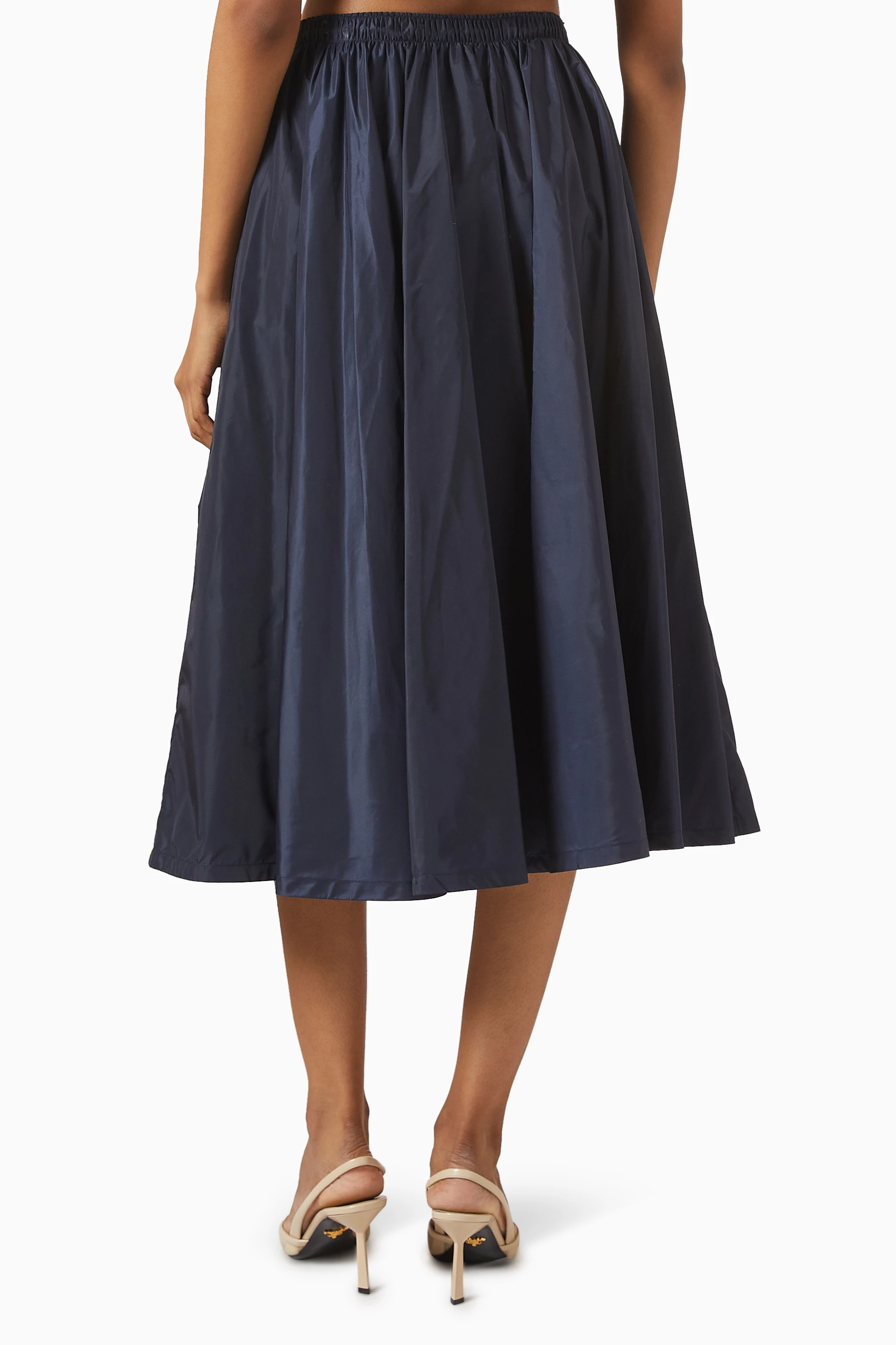 Buy Prada Blue Zip-up Midi Skirt in Re-Nylon For Women Online