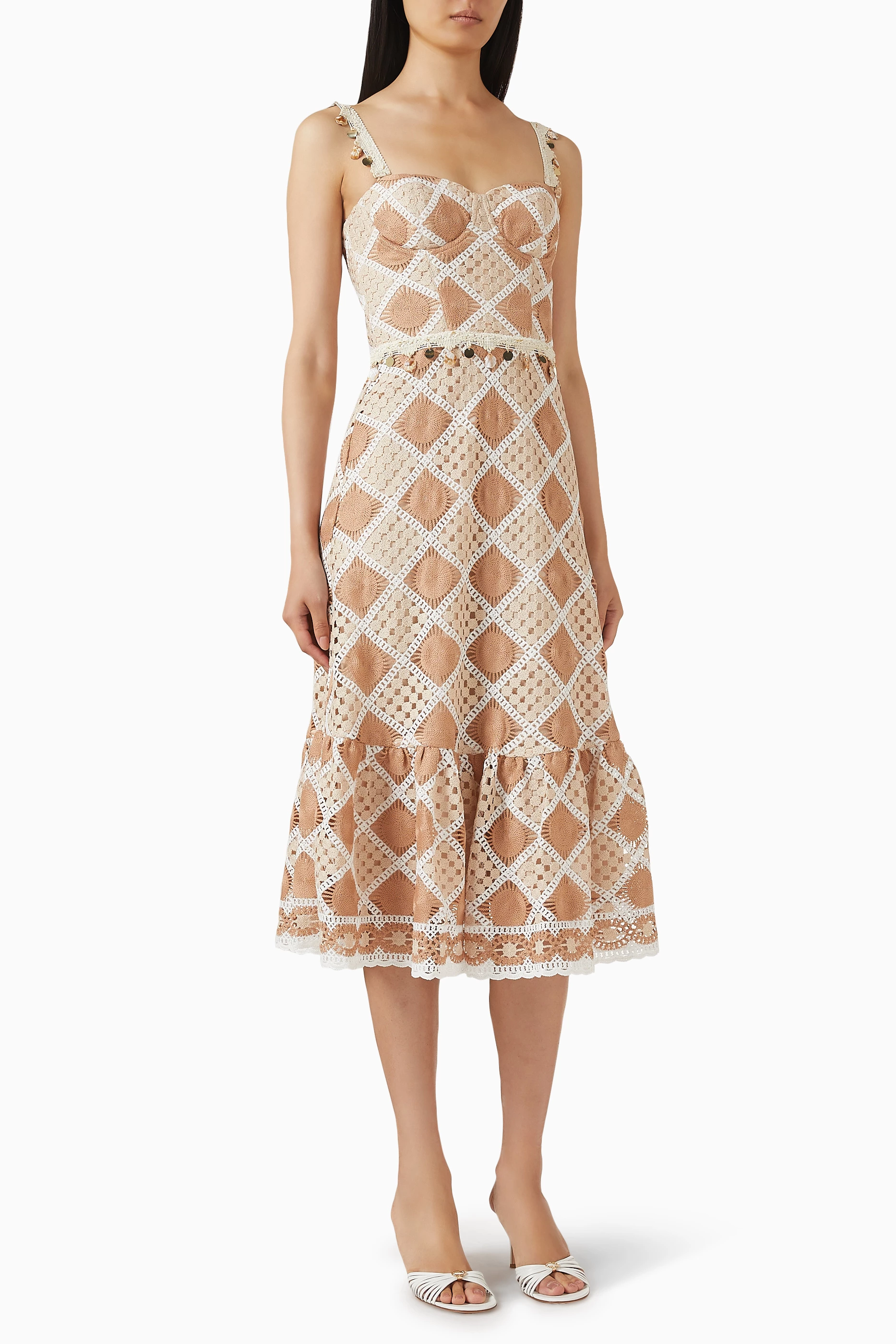 Buy PatBO Neutral Bossa Corset Midi Dress in Crochet For Women Online |  Ounass Oman