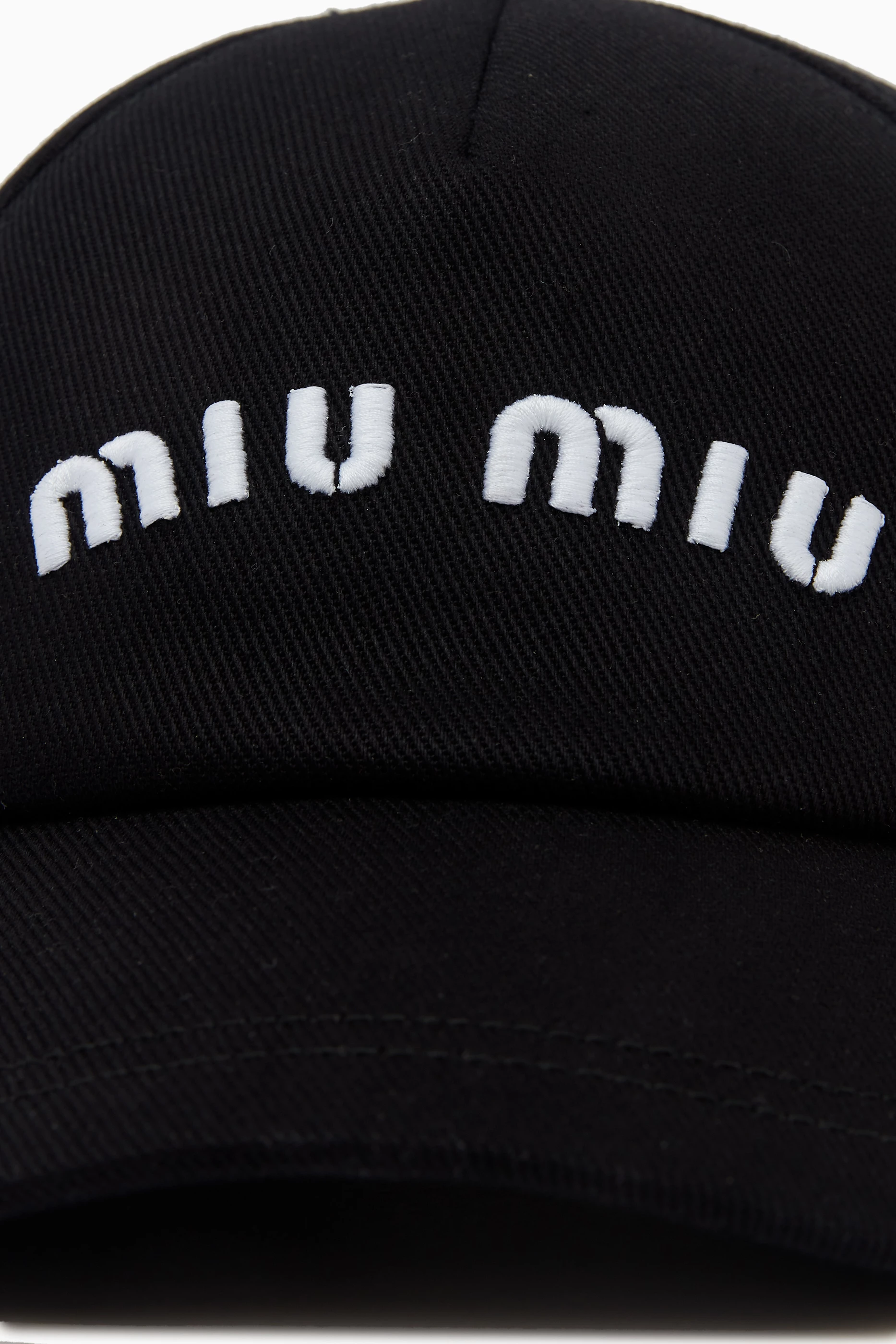 Buy Miu Miu Black Logo-embroidered Baseball Cap in Cotton  display picture 1