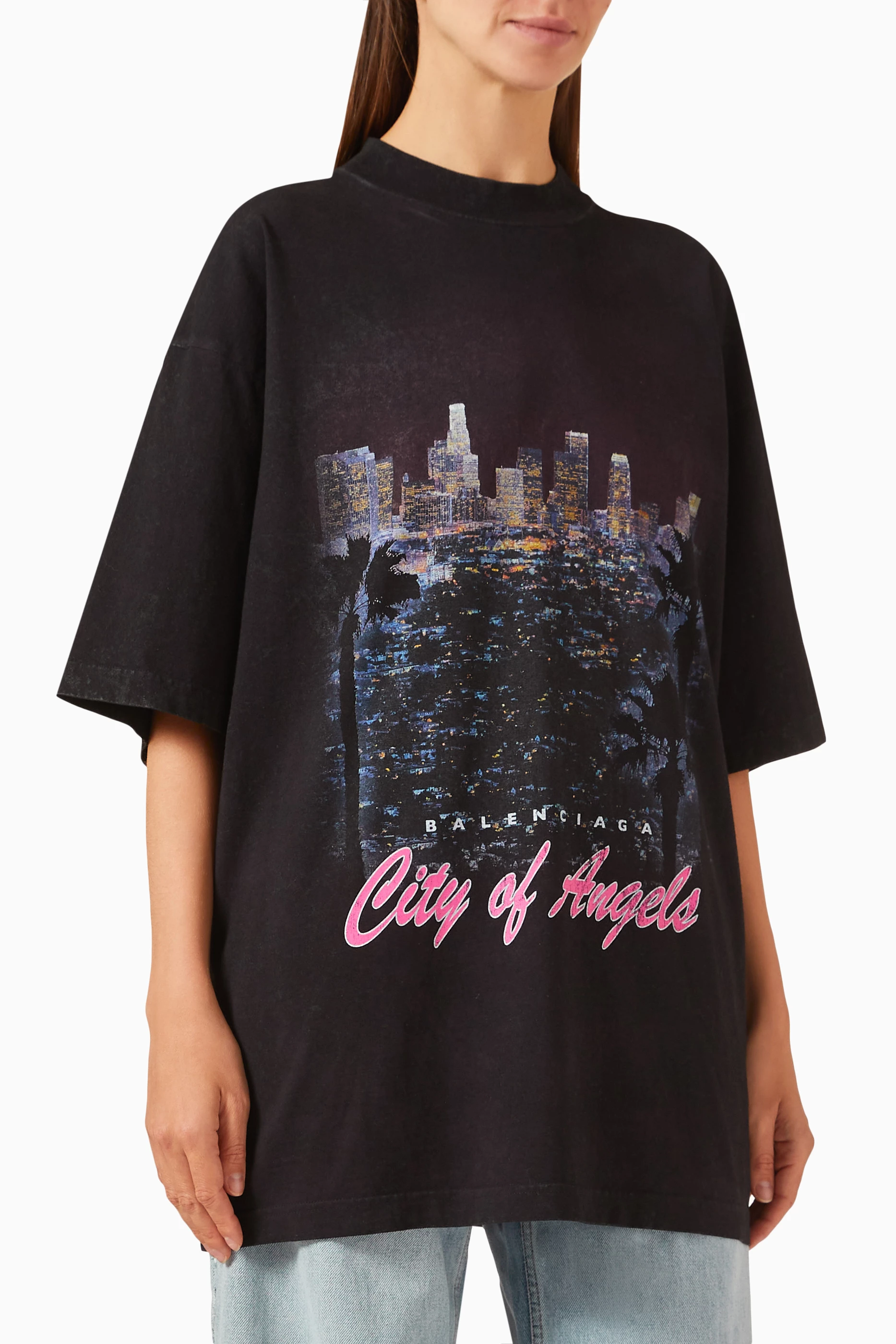 関税込 Balenciagaシティ・オブ・エンジェルスTシャツ ホワイト の ウィメンズ City Of Angels Tシャツ ミディアム