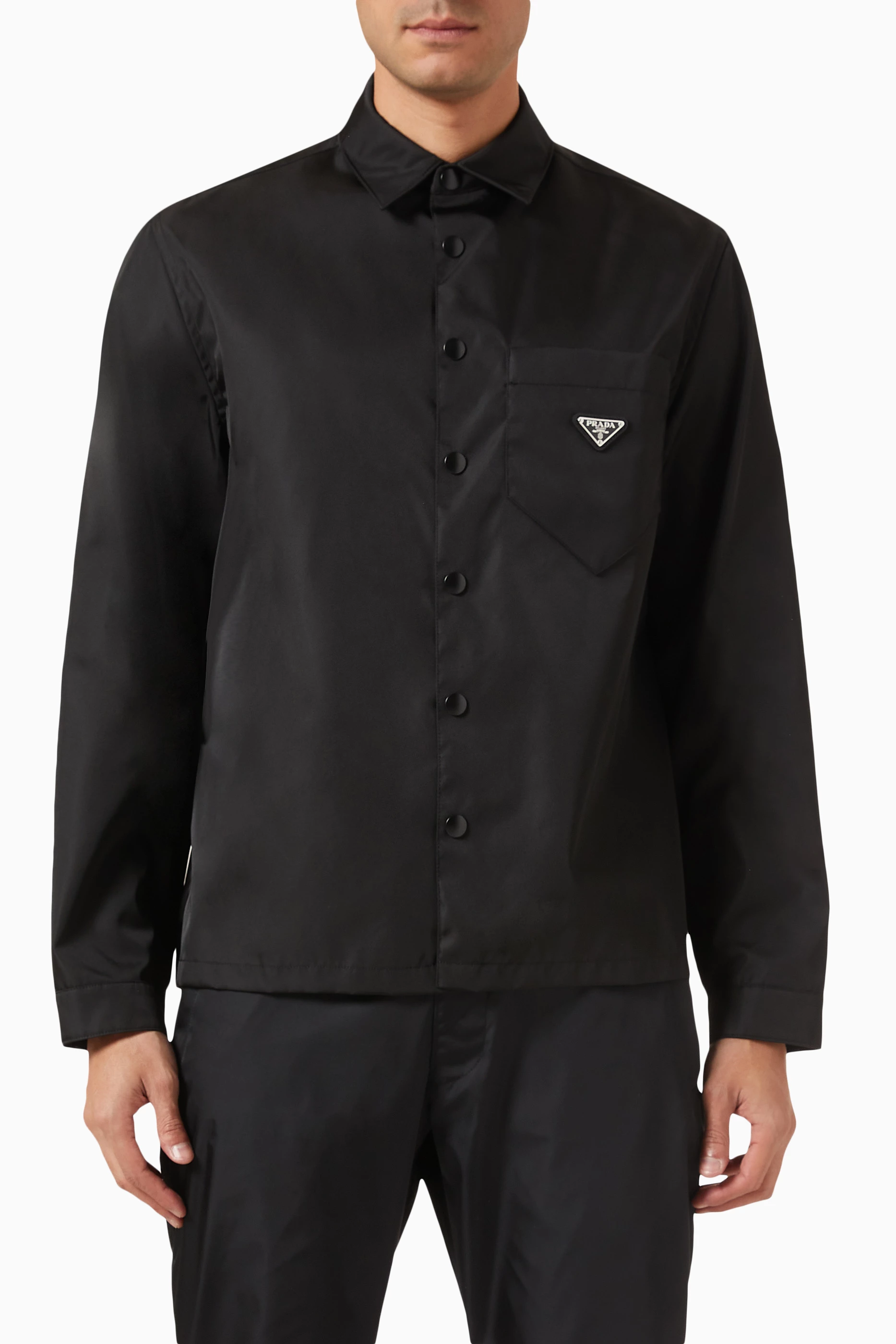 Buy Prada Black Triangle Logo Shirt in Re-nylon For Men Online