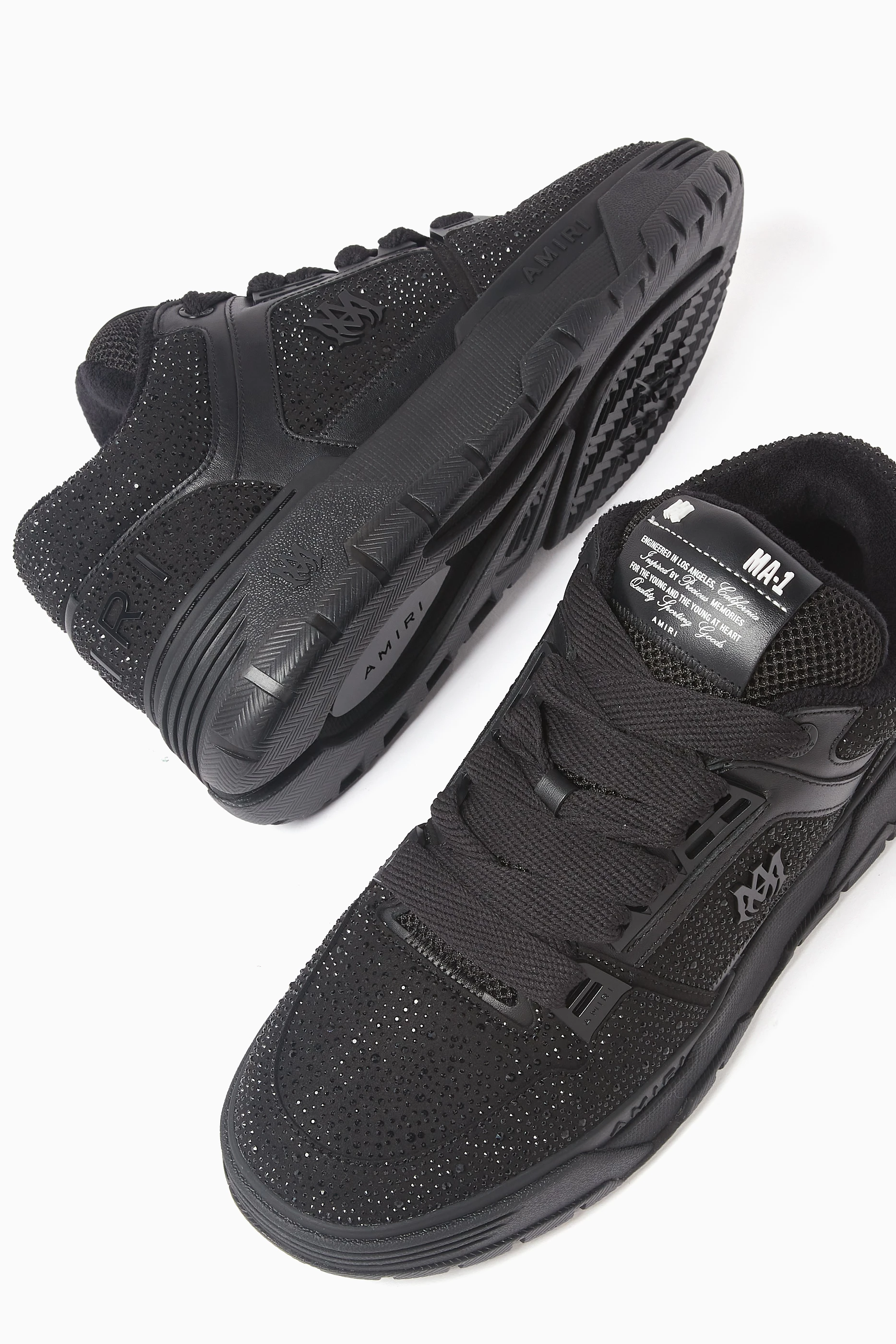 Buy Amiri Black MA-1 Crystal-embellished Sneakers in Canvas For 
