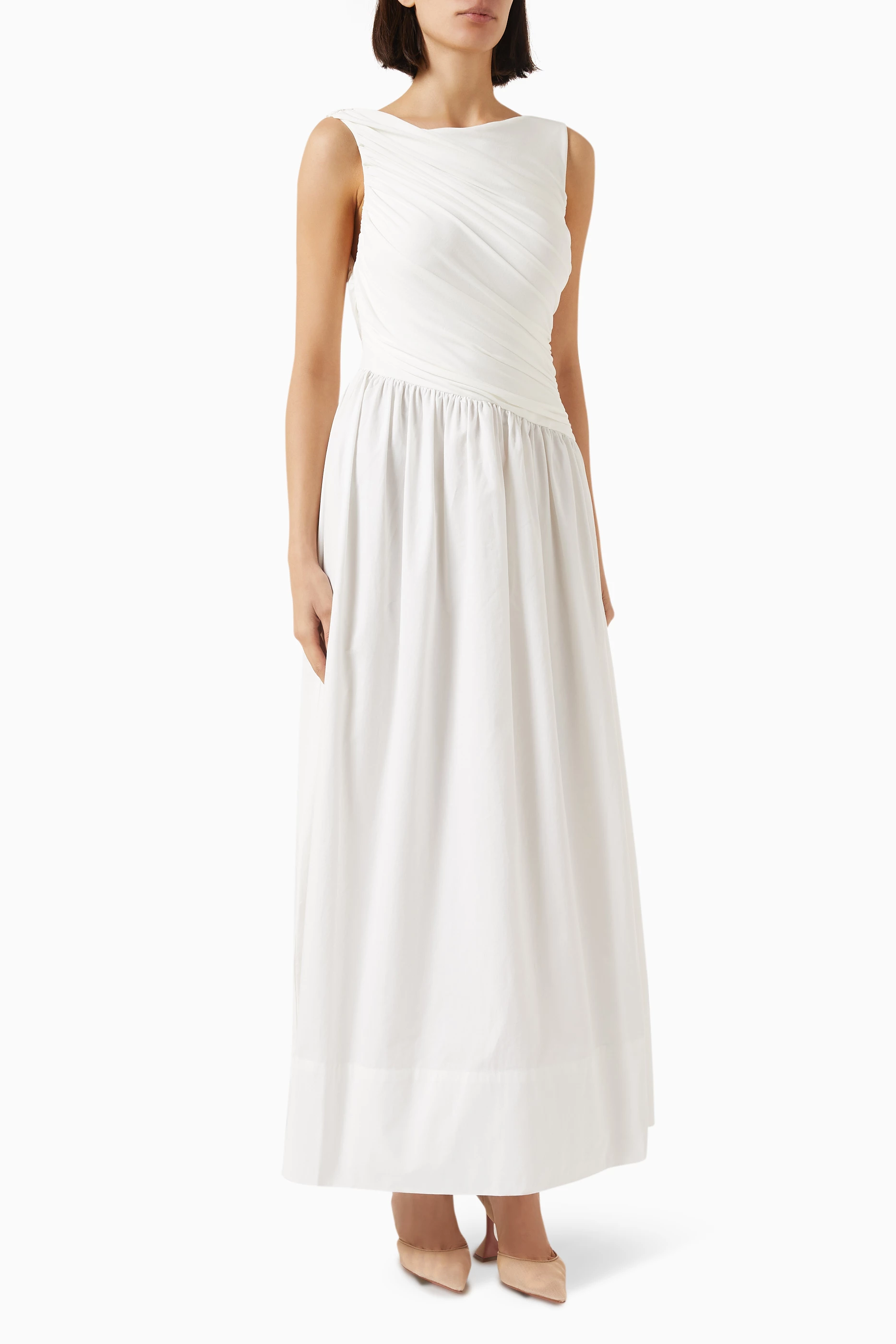 alexandra white hybrid midi dress Buy DISSH White Alexandra Hybrid Midi Dress in Cotton For Women Online