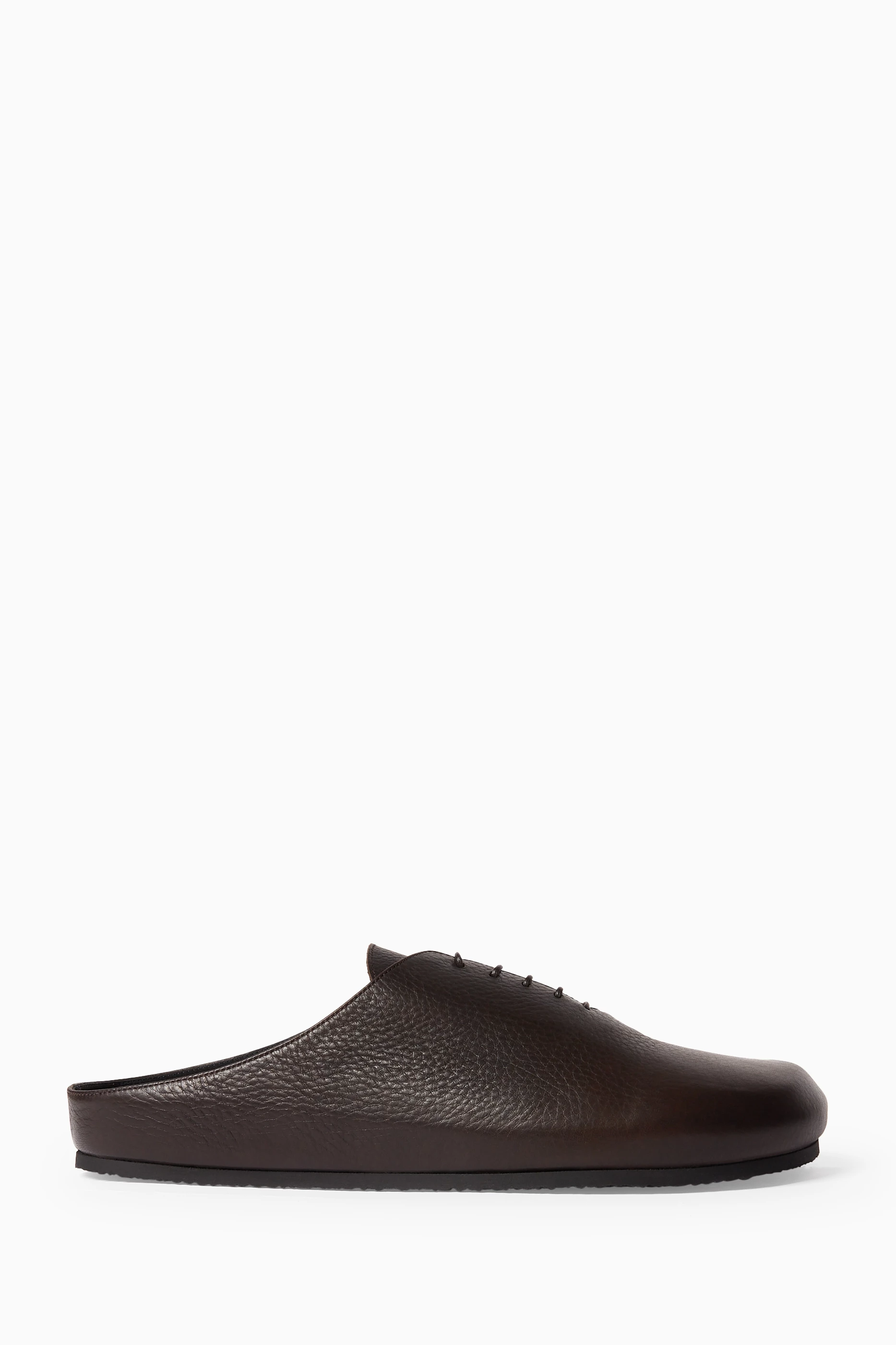 Buy Jacquemus Brown Derby Mules in Grained Leather For Men Online