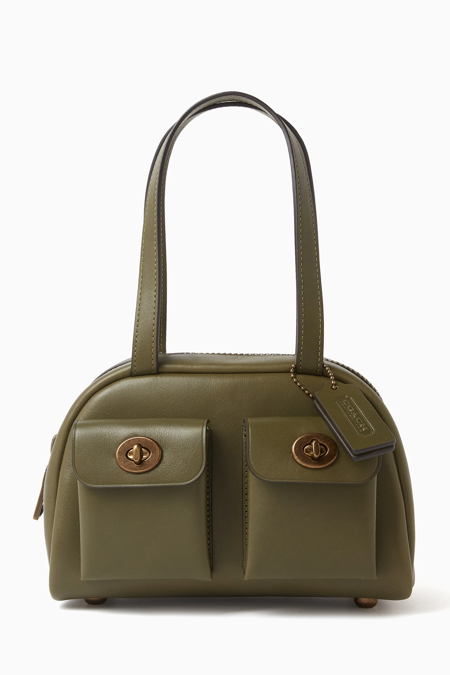 Buy Coach Green Twin Turnlock Bag 20 in Leather For Women Online