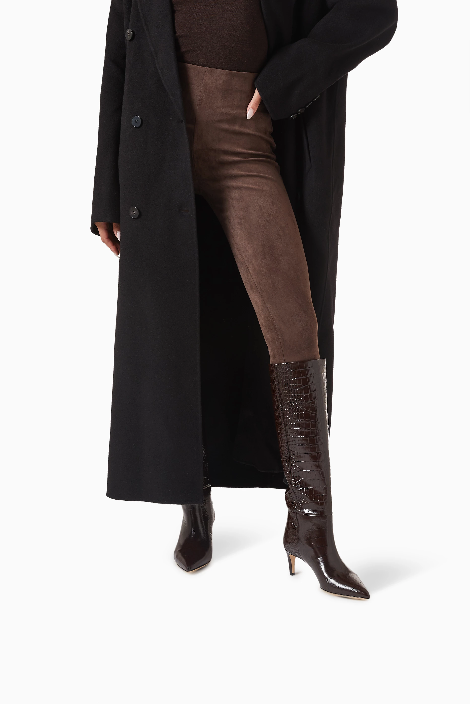 Buy Paris Texas Brown 60 Boots in Croc-embossed Leather For Women