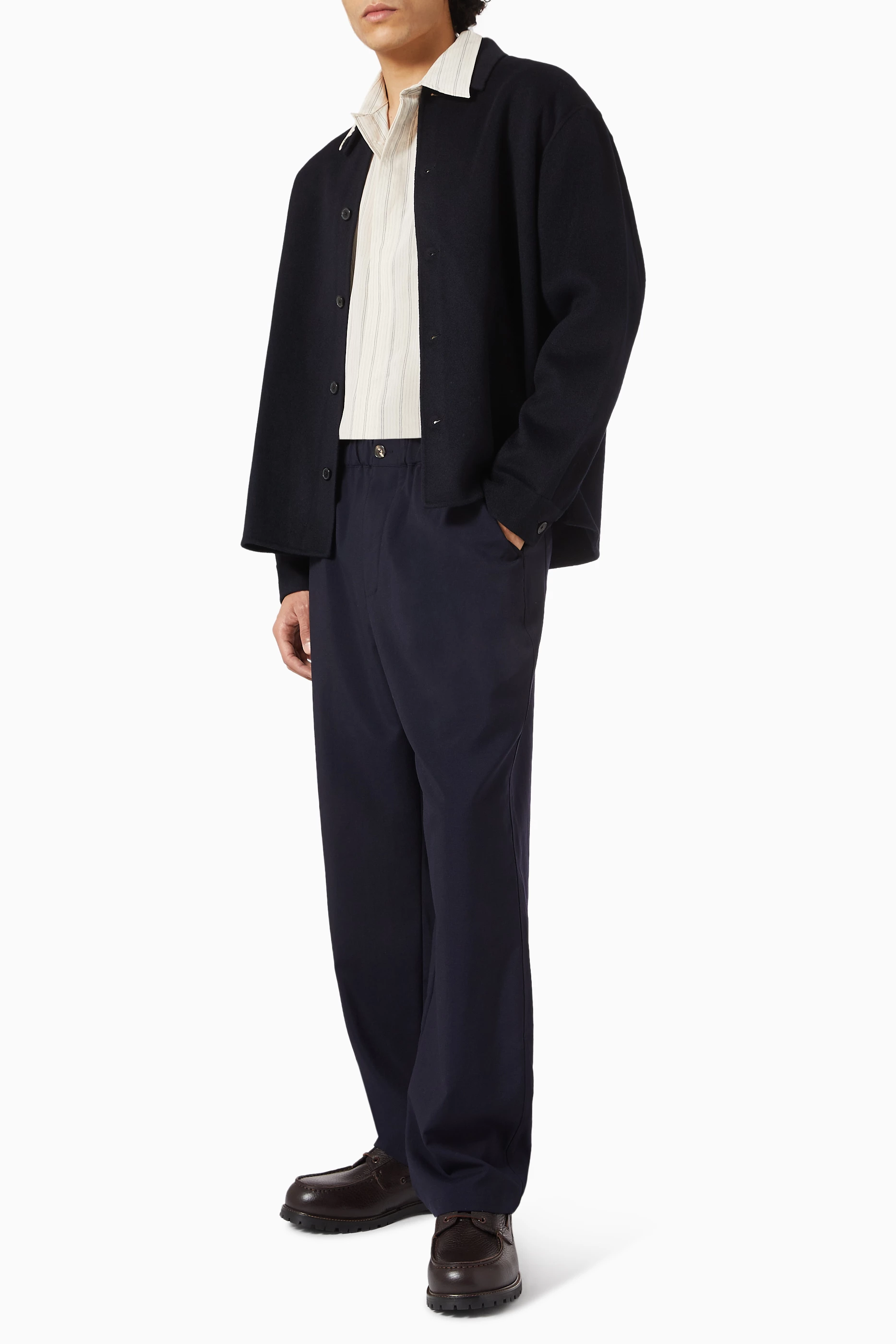 Buy Frame Blue Double Face Shirt Jacket in Wool For Men Online