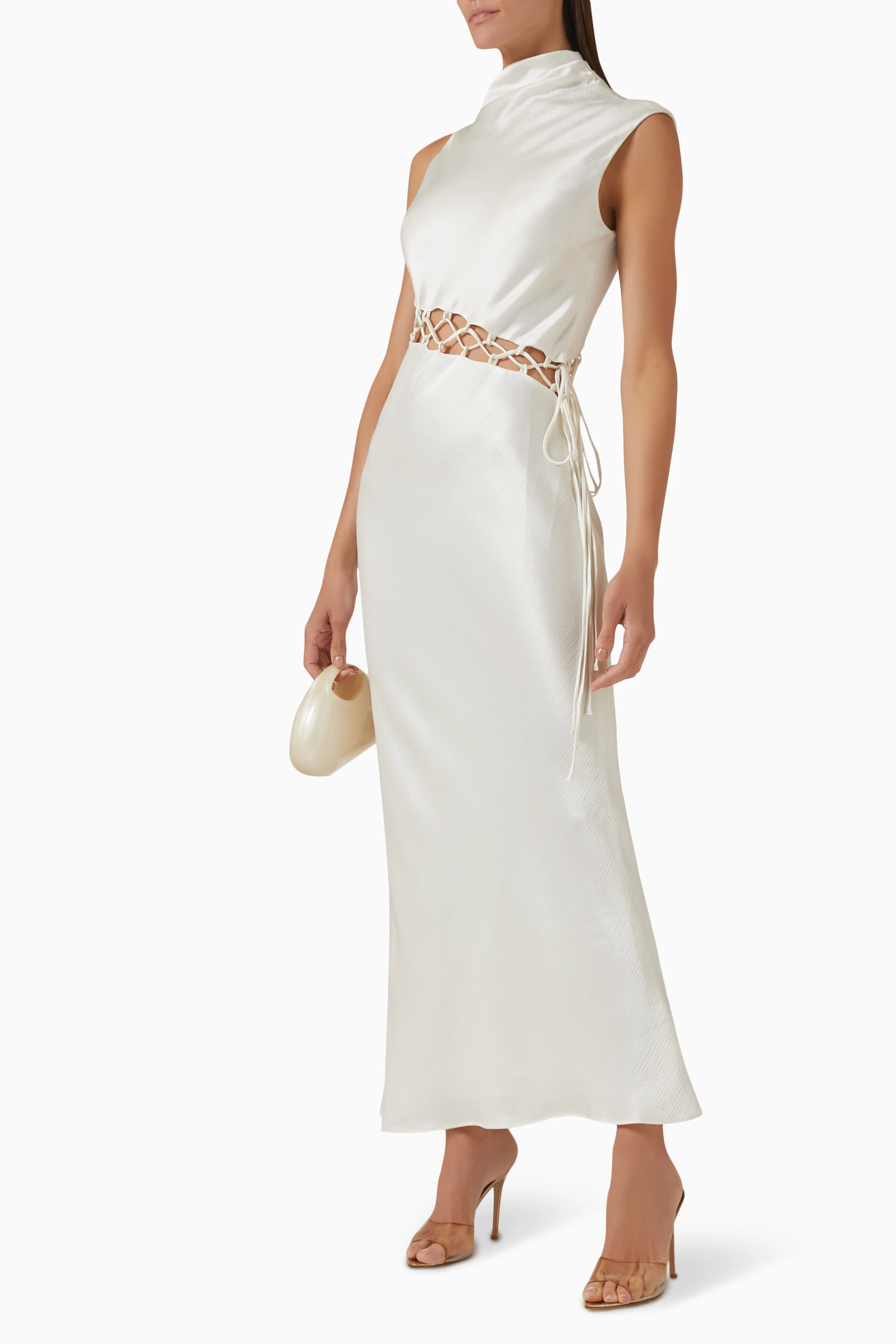 shona joy huxley cowl neck lace up maxi dress Buy Shona Joy Neutral Huxley Cowl Lace-up Dress For Women Online
