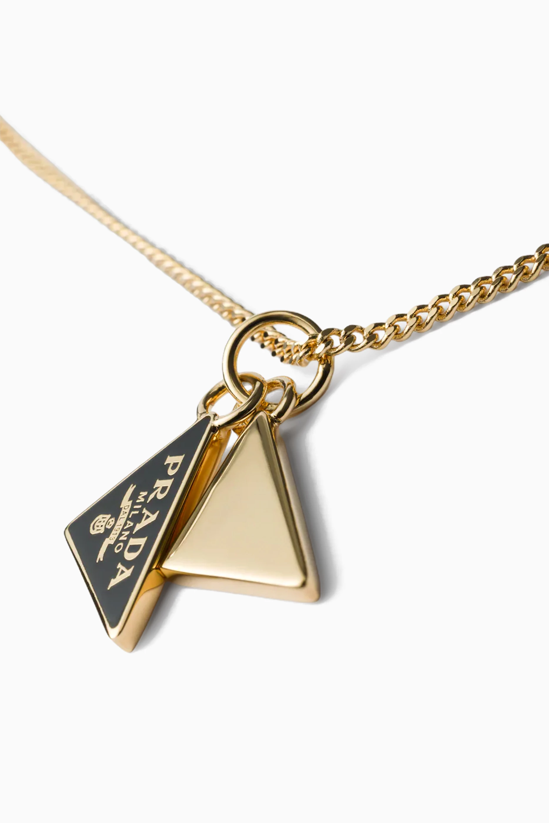 Buy Prada Metallic Triangle Logo Necklace in Enamelled Metal For