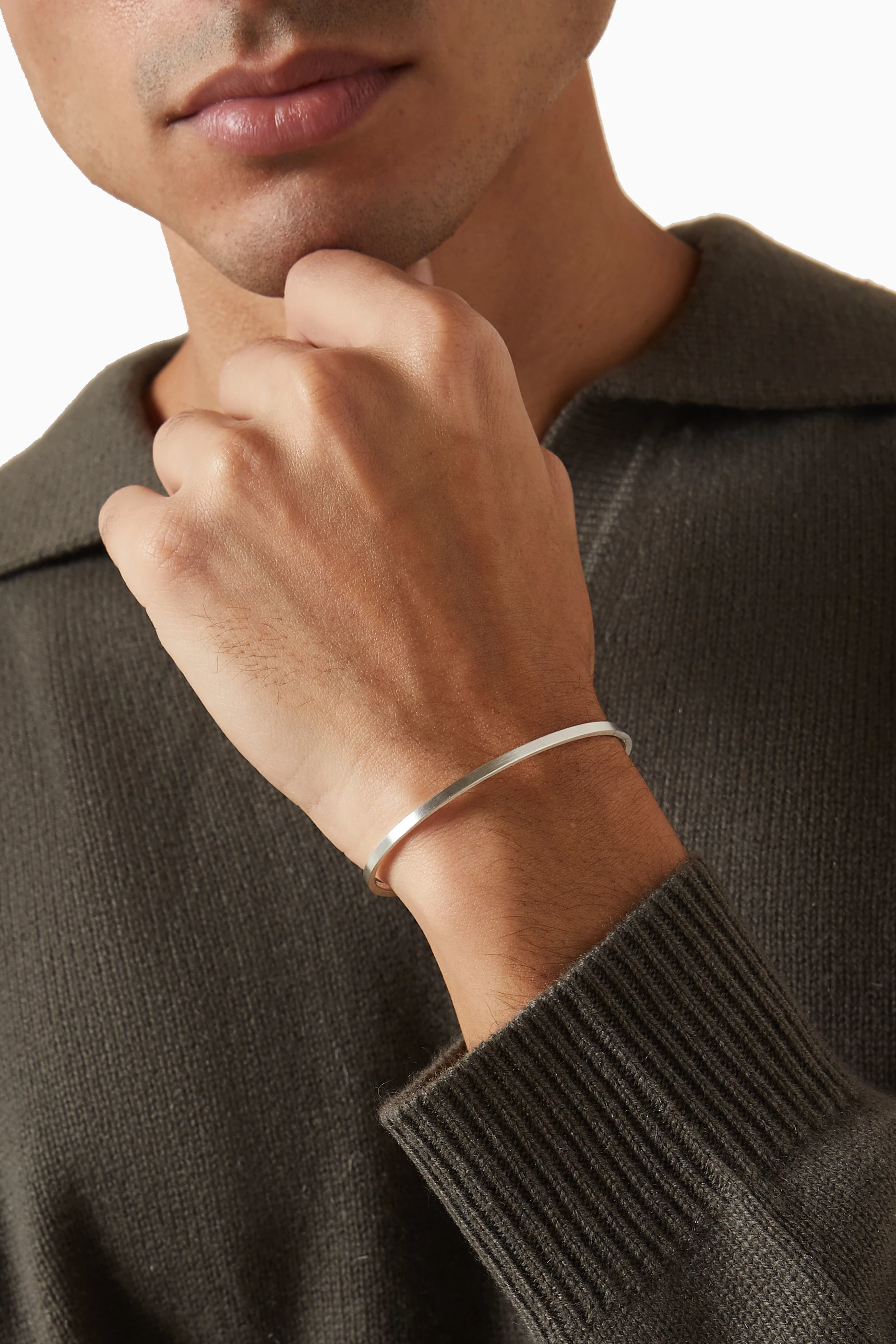 Buy Le Gramme Grey 7g Ribbon Bracelet in Sterling Silver For Men
