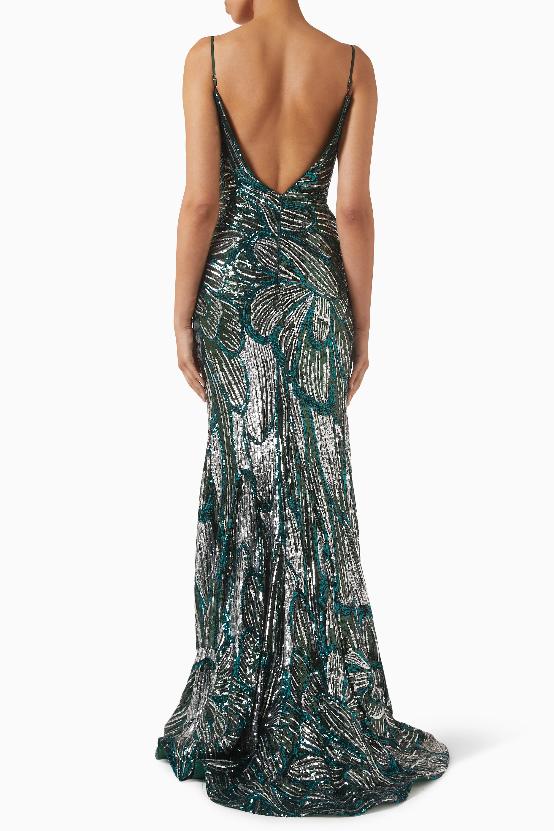 strapless short green dress Vietta Sequin Cami Maxi Dress