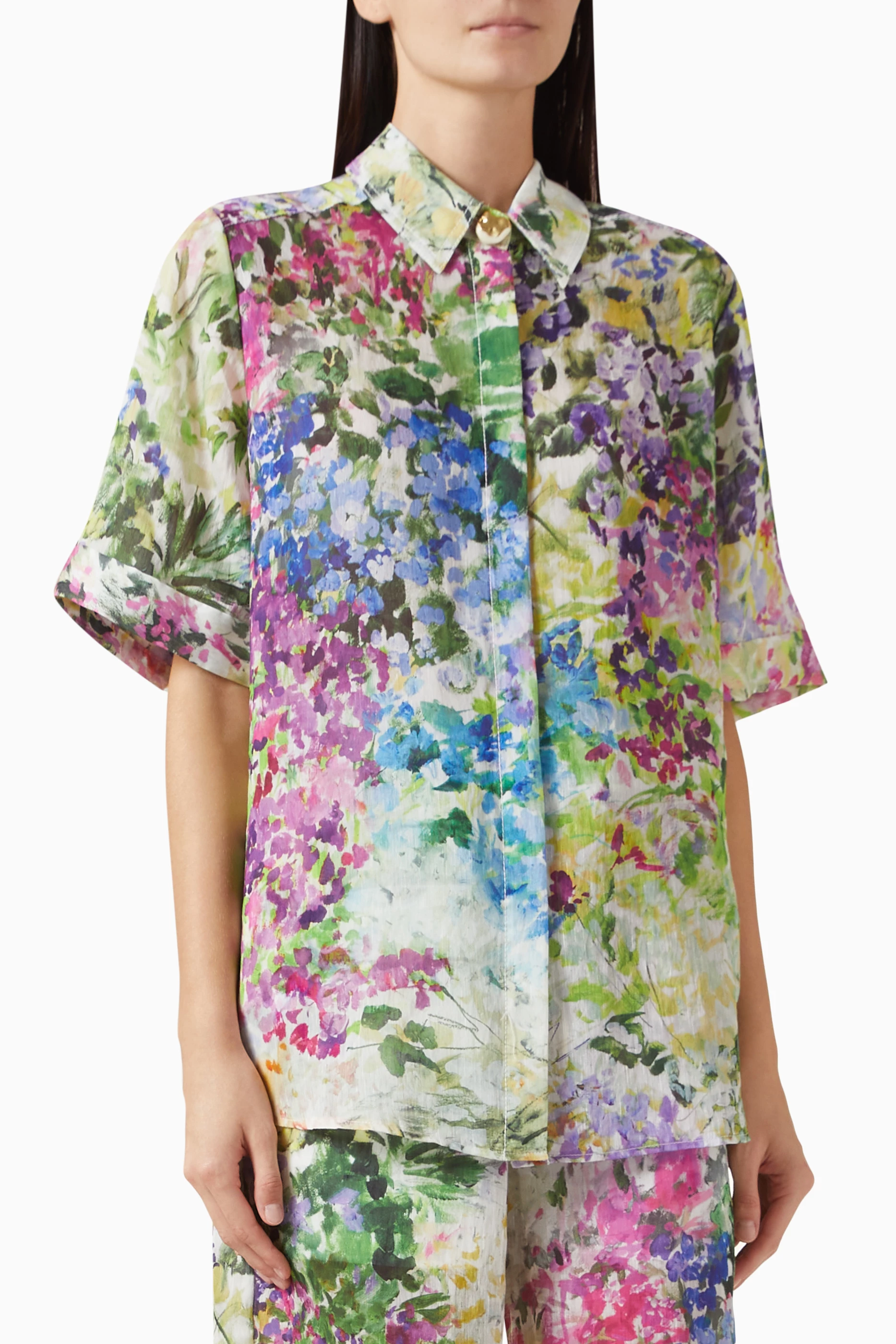 Buy Aje Multicolour Adina Sheer Shirt in Lyocell Blend For Women