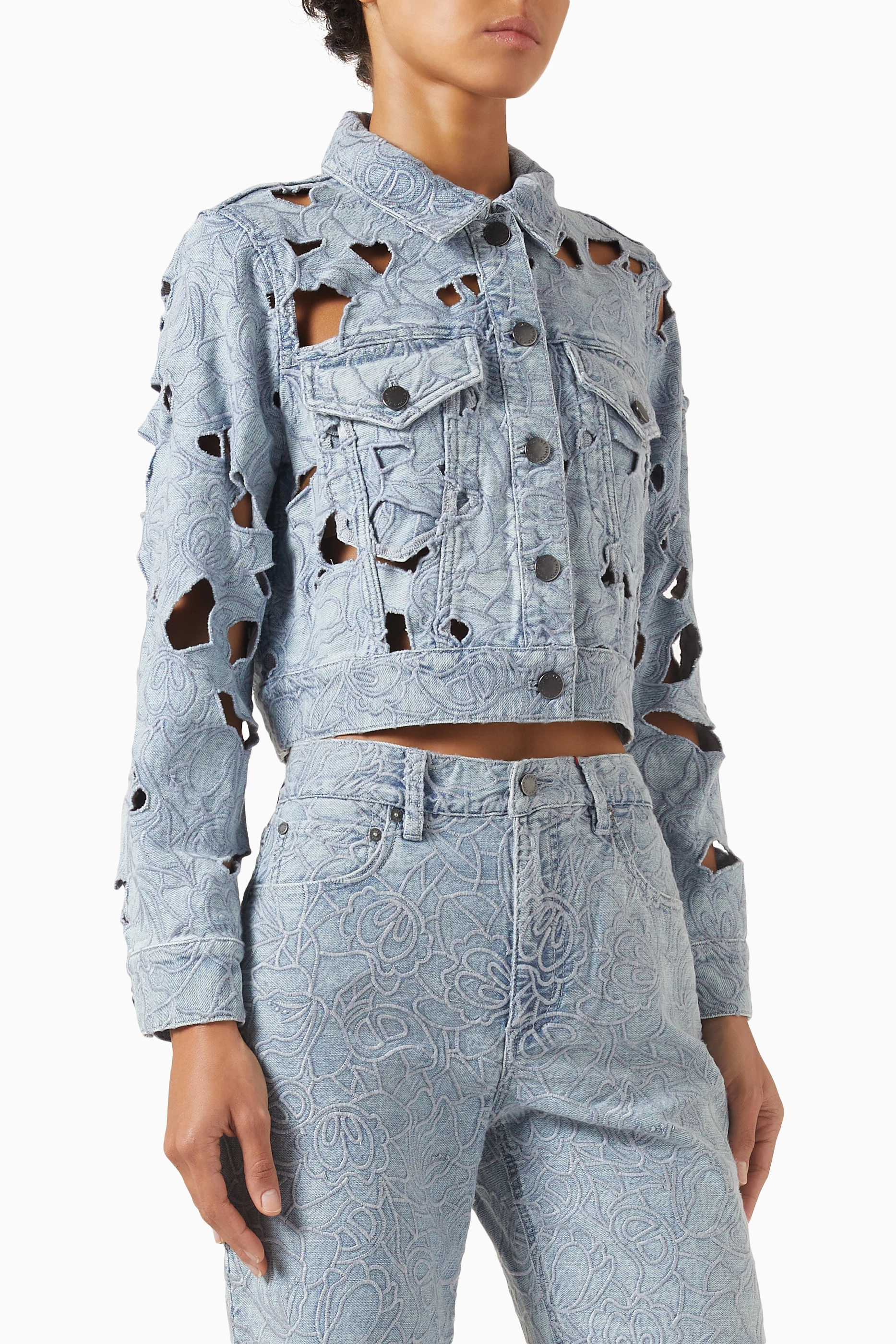 Buy Alice + Olivia Blue Chloe Embroidered Jacket in Denim For
