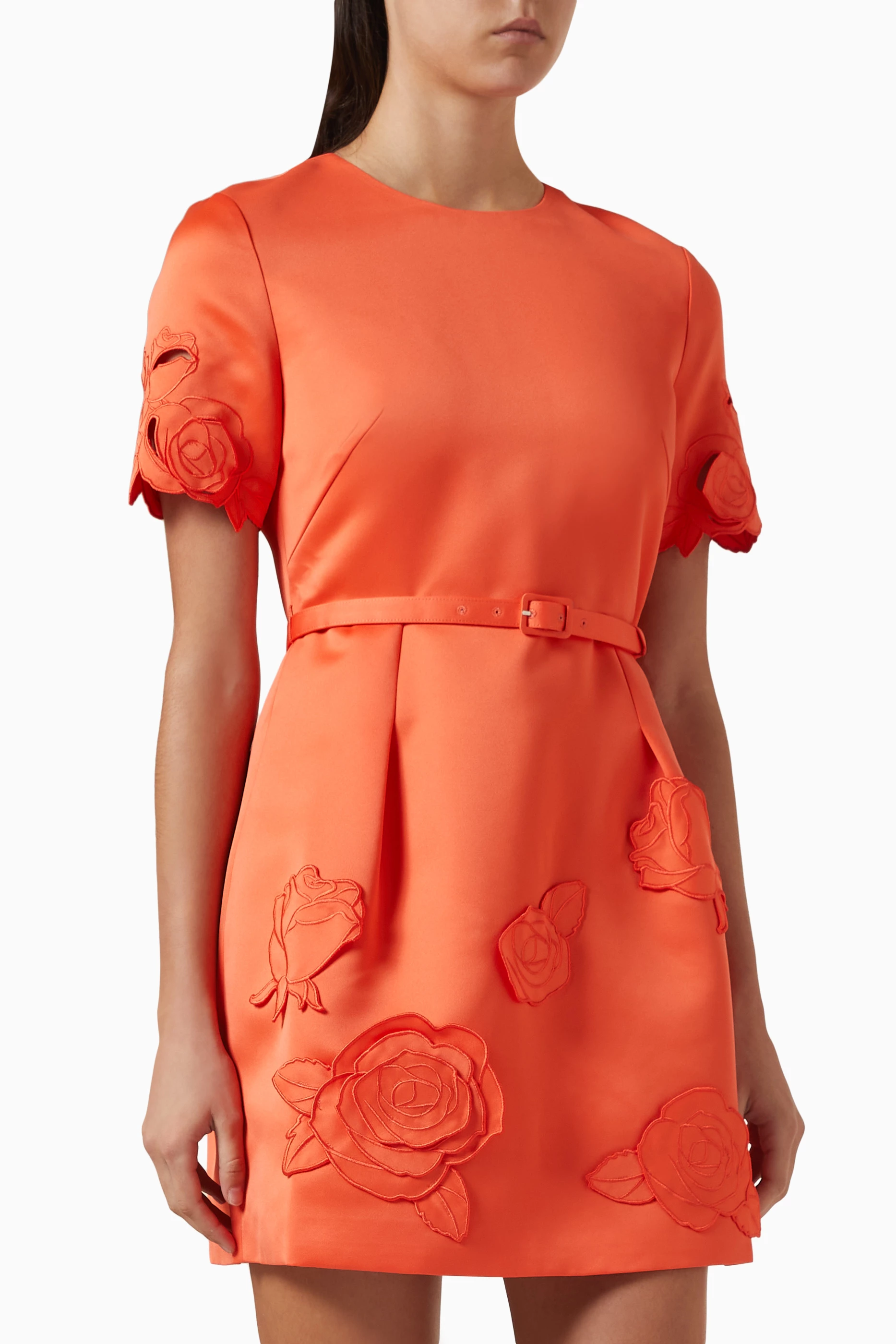 aurelie appliqu short sleeve mini dress Leo Lin Aurelie Appliqu Short Sleeve Mini Dress