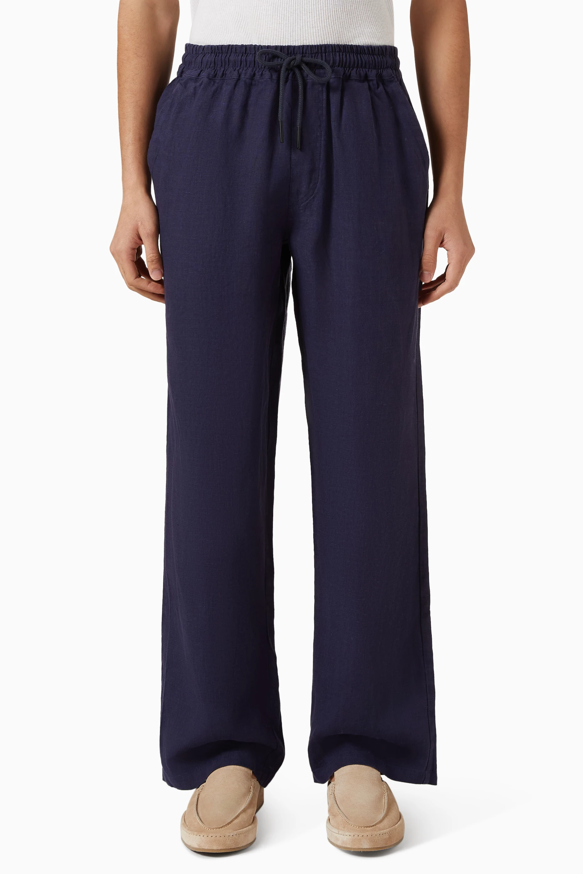 Buy OAS Blue Nino Pants in Linen For Men Online | Ounass Oman