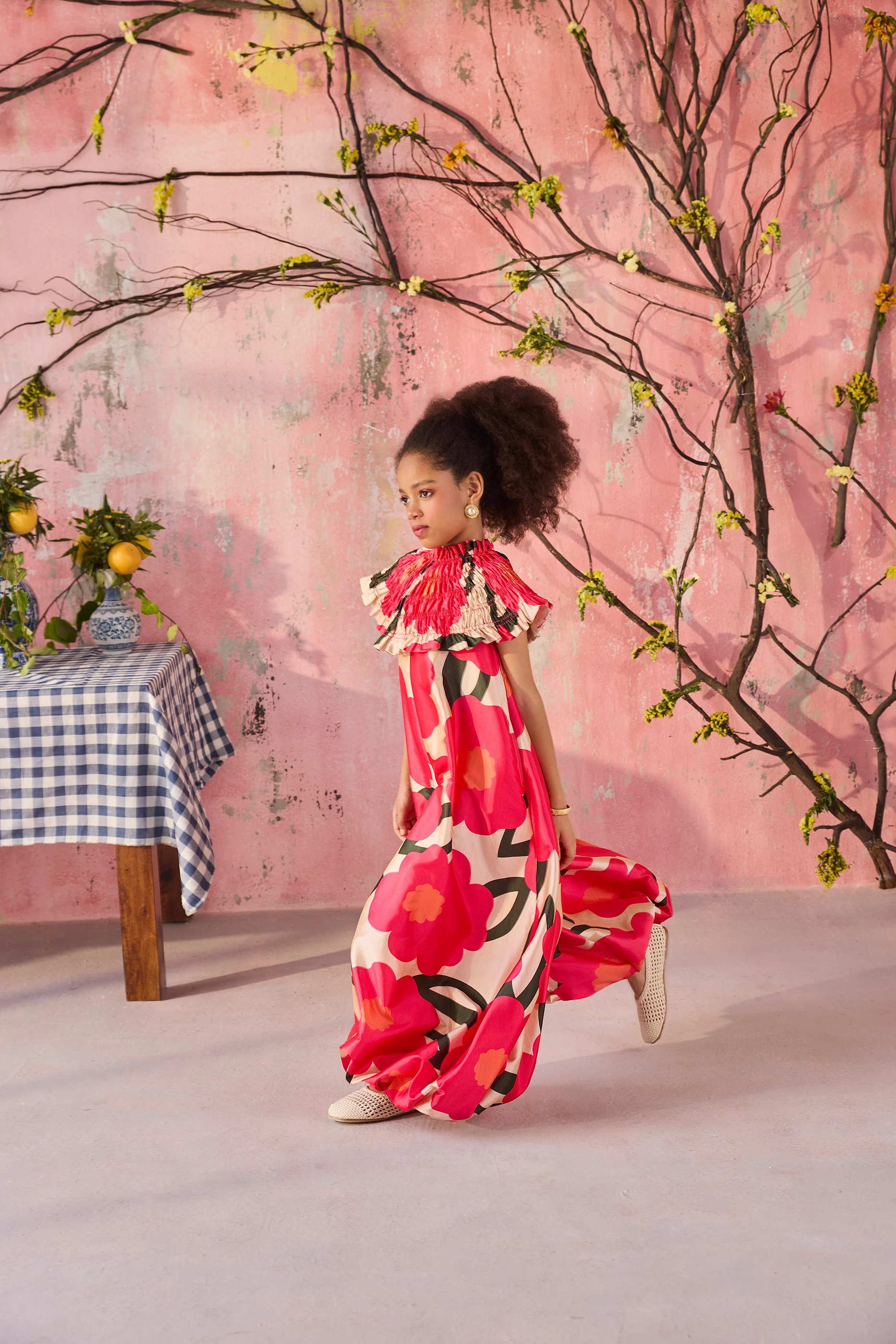 Buy Jasmine and Alaia Pink Roselle Jumpsuit with Cape For Girls