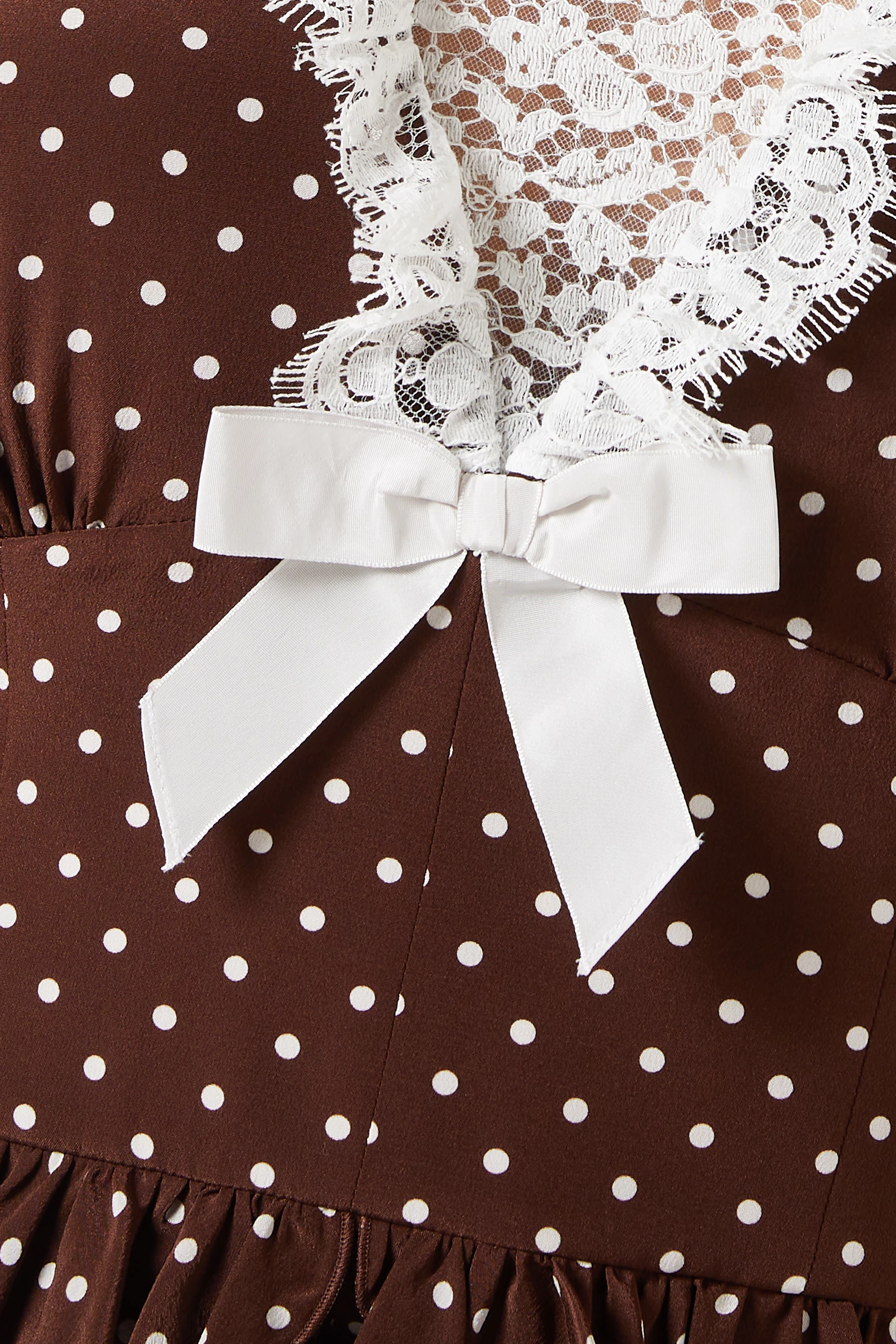 white dress with brown spots Francesca Pleated Spot Dress