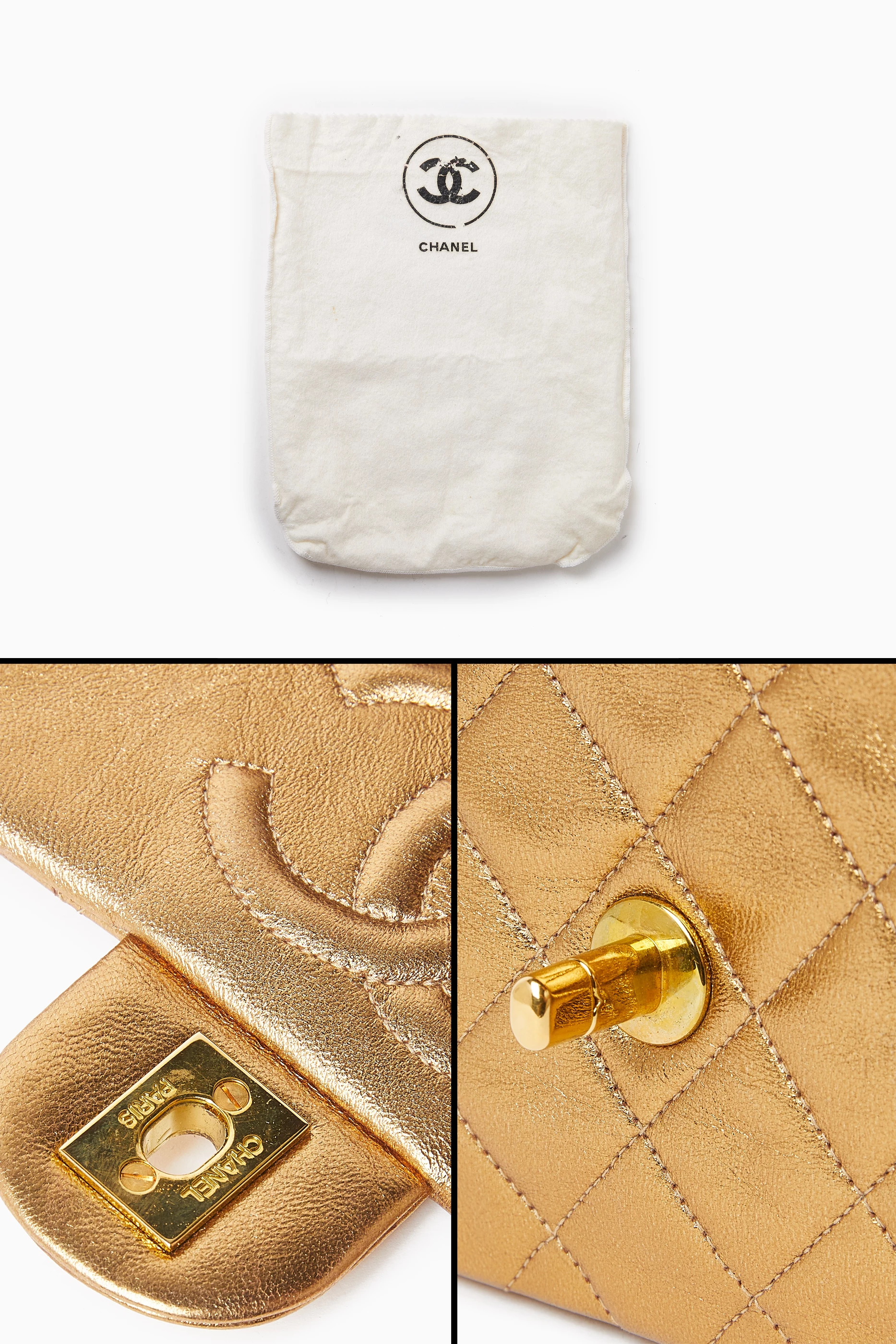Buy Chanel Pre-Loved Gold 90s Mini Square Single Flap Bag in