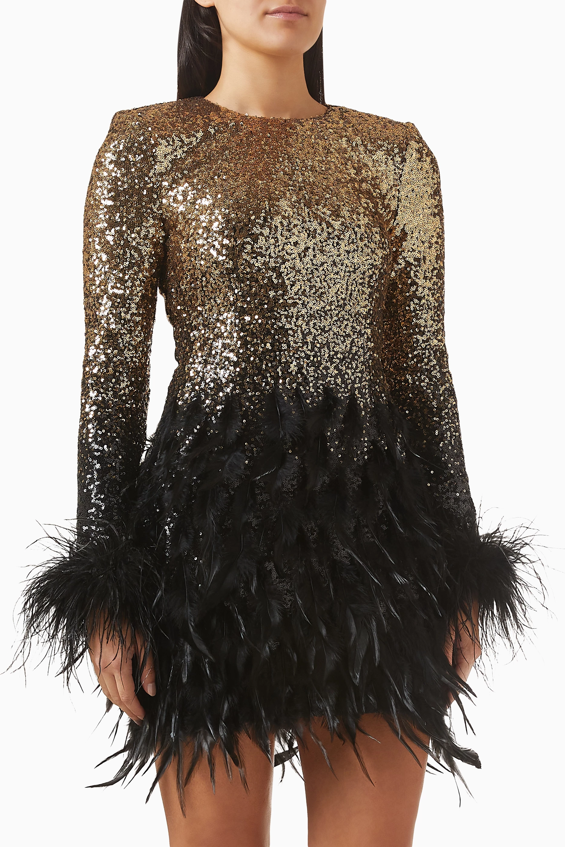lavish alice sequin feather dress Lavish Alice One Shoulder Sequin Feather Mini Dress Navy