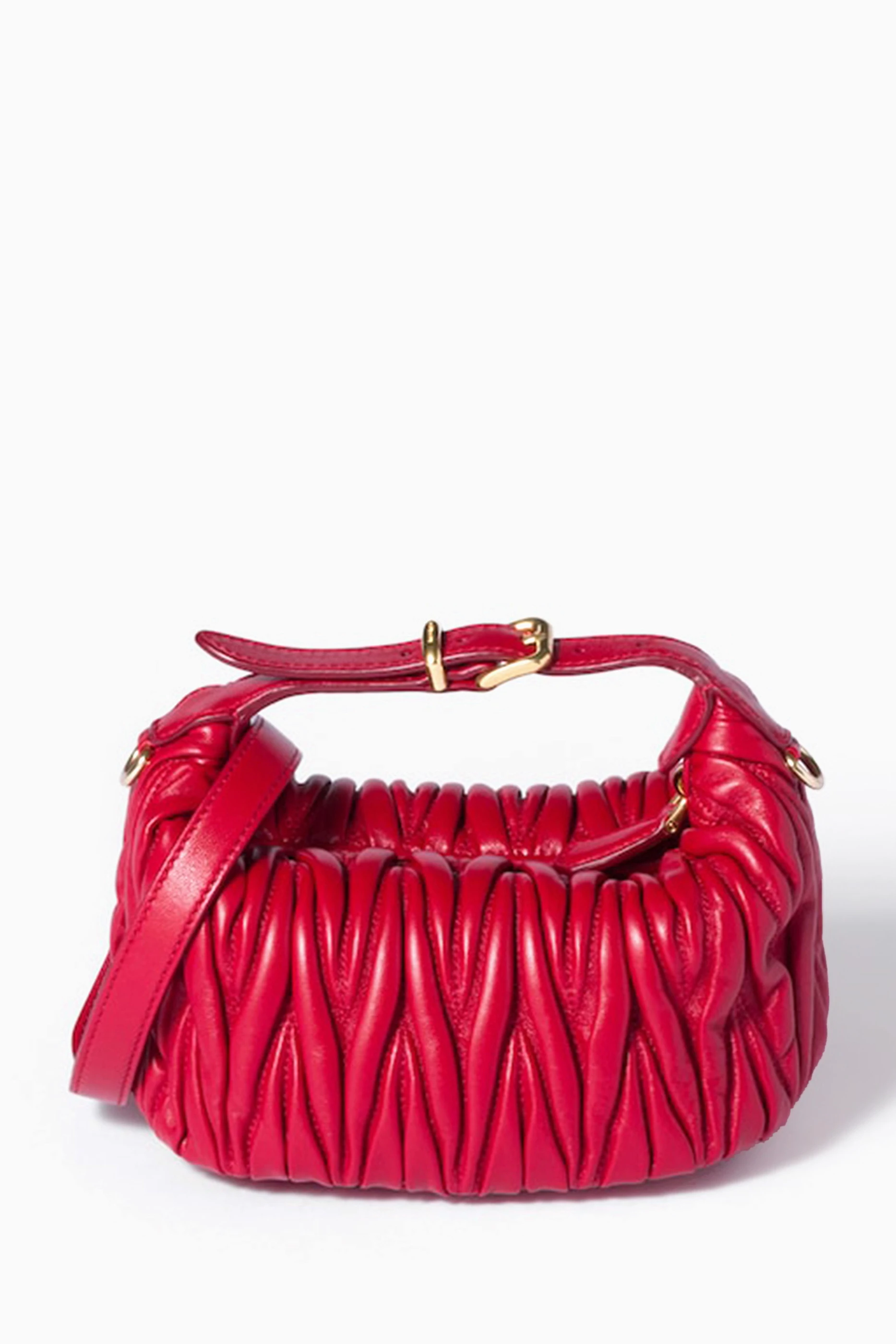 Buy Miu Miu Red Logo Pouch in Matelassé Nappa Leather For Women