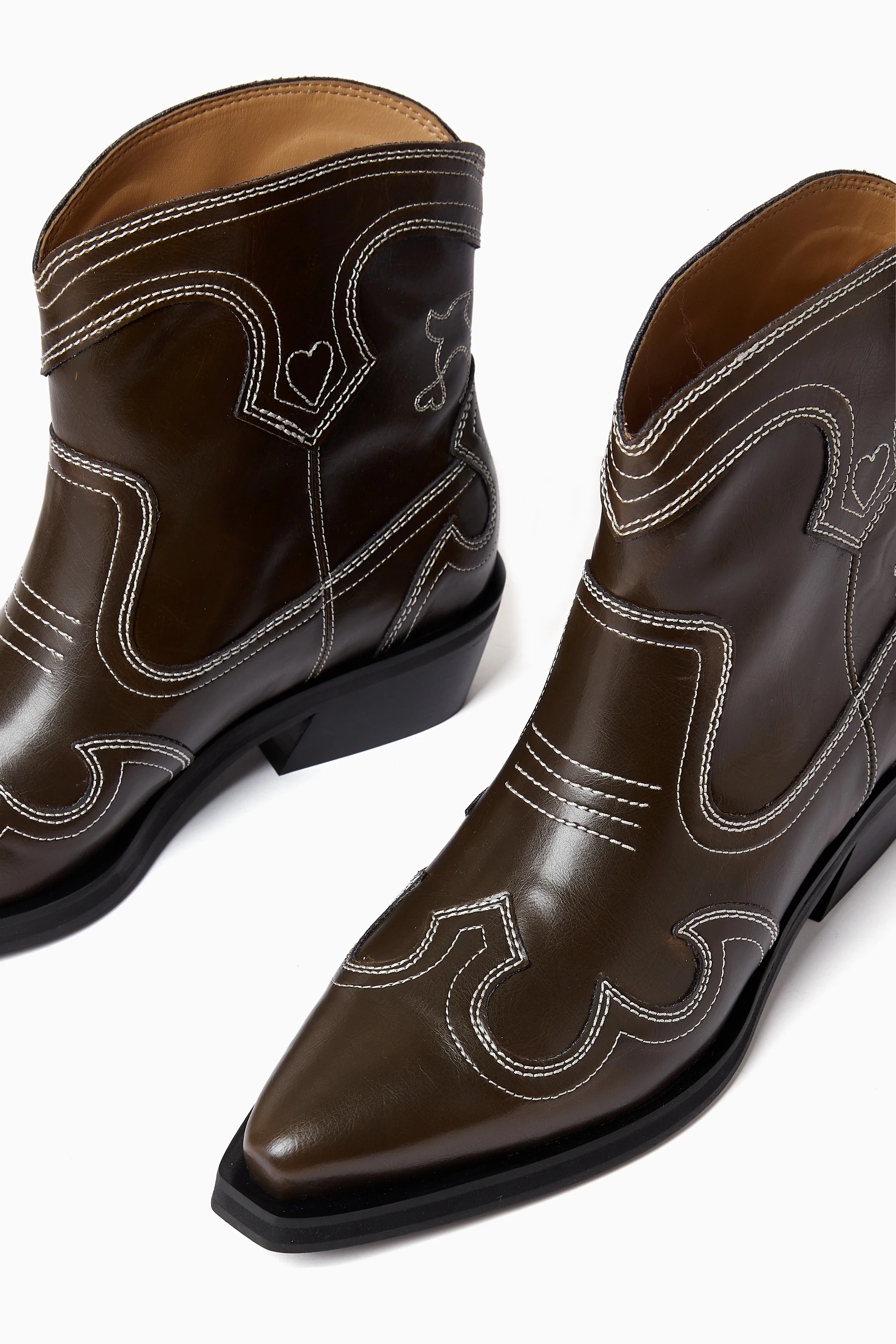 Buy Ganni Green Low Shaft Embroidered Western Boots For Women Online |  Ounass Oman