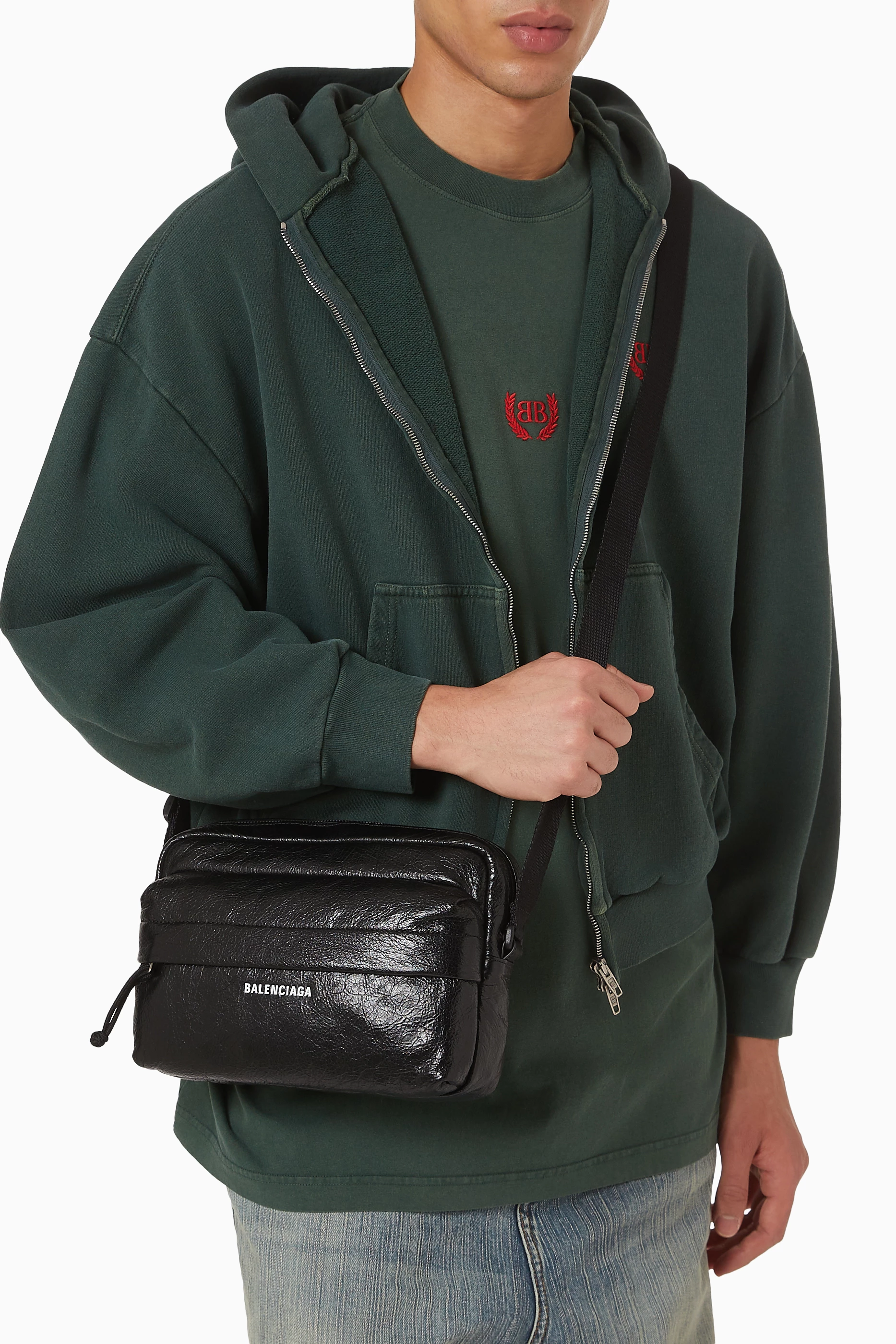 Buy Balenciaga Black Explorer Camera Bag in Arena Lambskin For Men