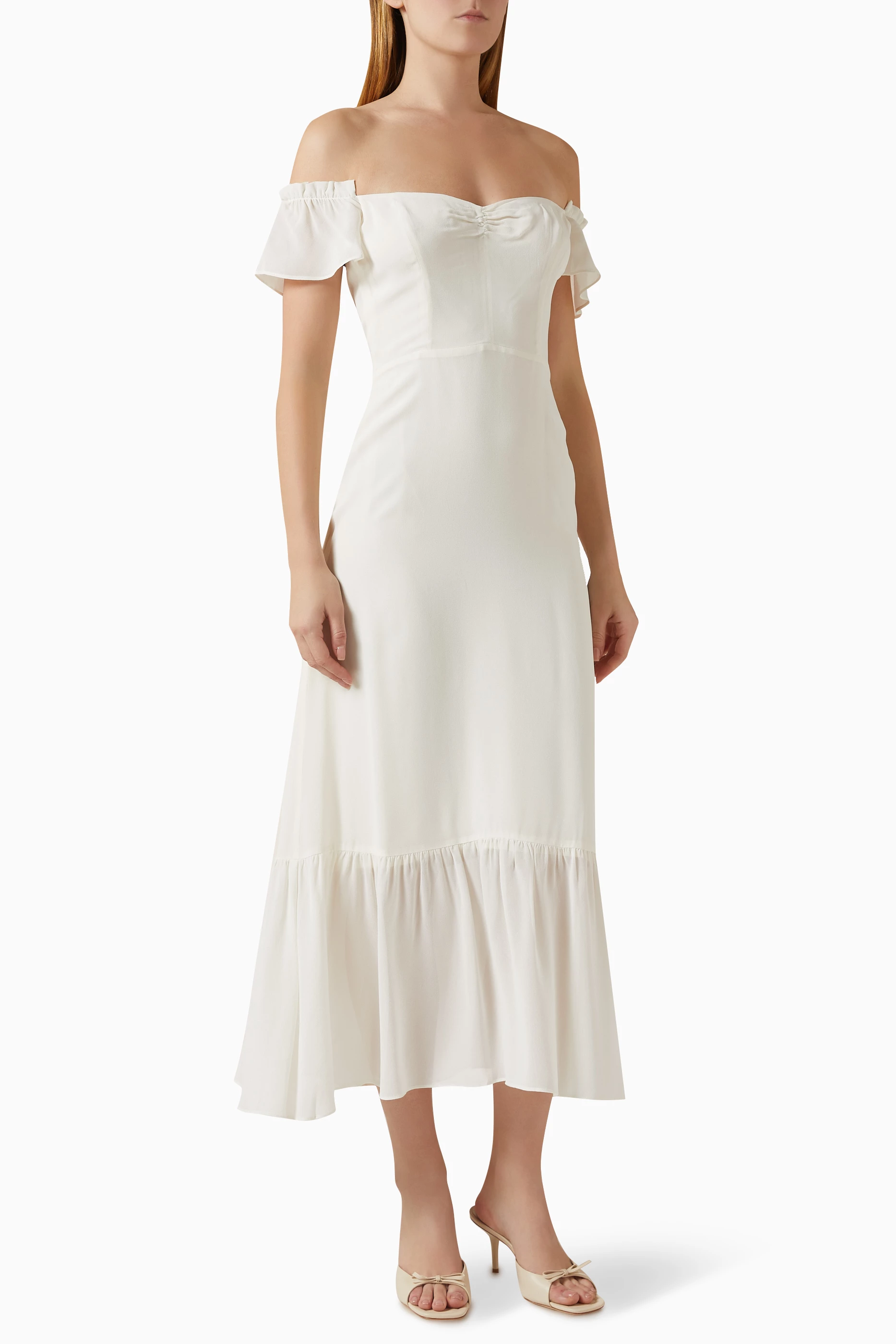 ladies button dress Buffalo Jeans Women's Carlene Button-Down Midi Dress With Waist Tie, White main image 1